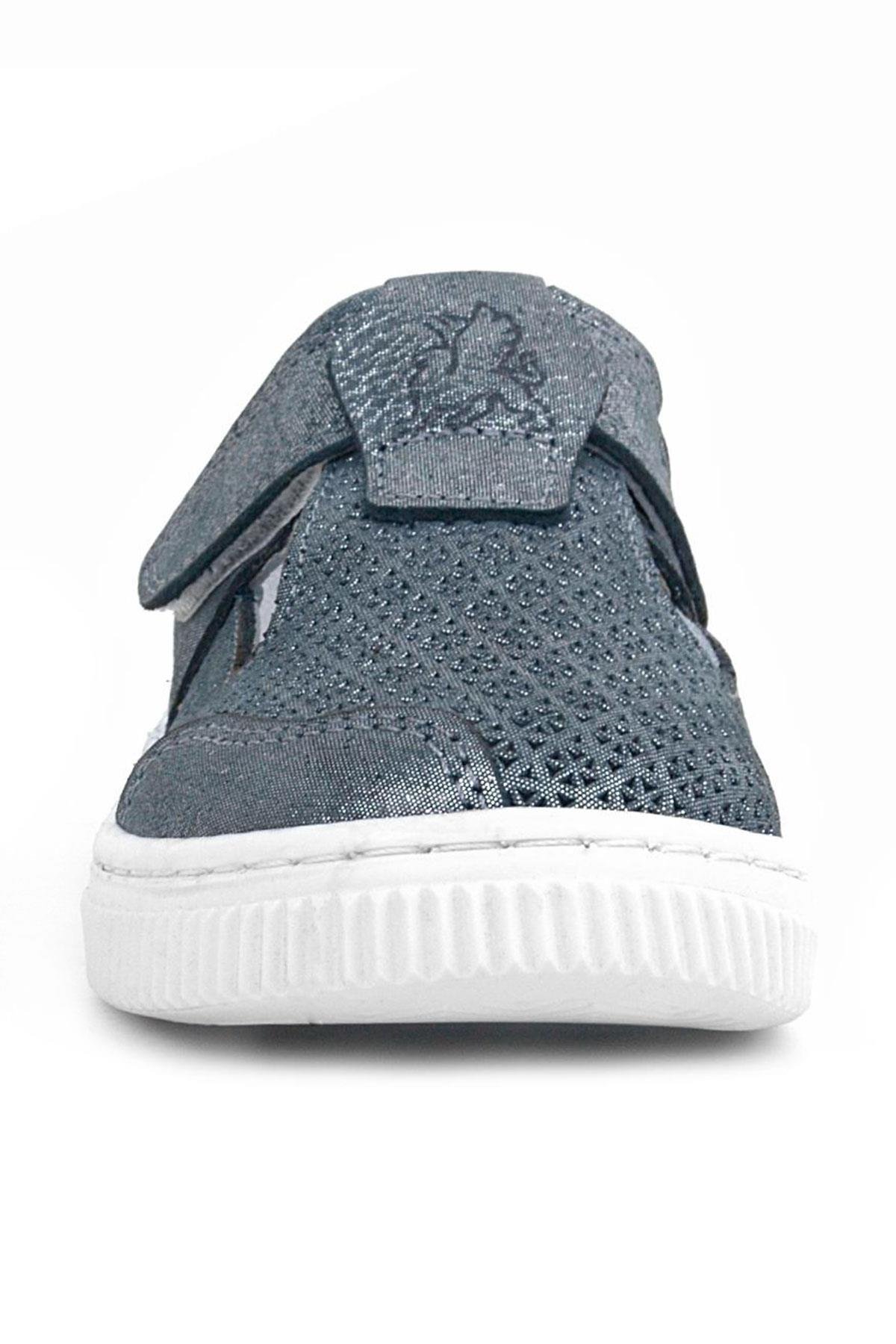 Bheem Hakiki Deri Gümüş Simli Cırtlı Bebek Sneaker Sandalet - Görsel 5