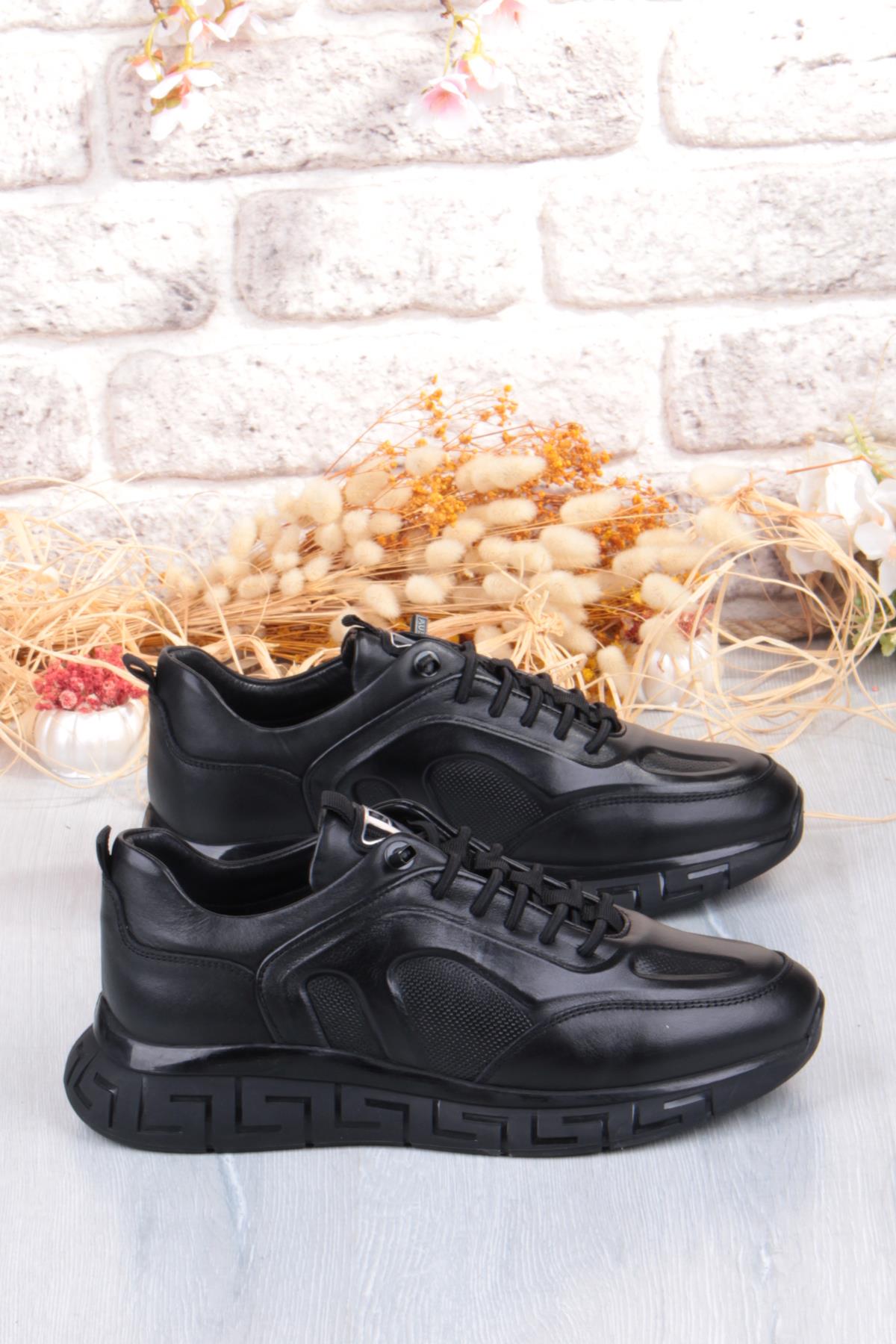 6706 Rahat Lastik Bağçıklı Kauçuk Taban Hakiki Deri Erkek Ayakkabı - Görsel 3