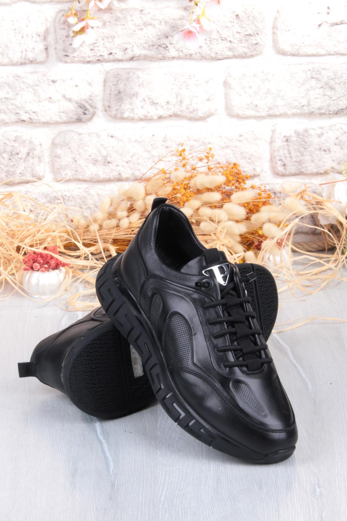 6706 Rahat Lastik Bağçıklı Kauçuk Taban Hakiki Deri Erkek Ayakkabı - Görsel 6