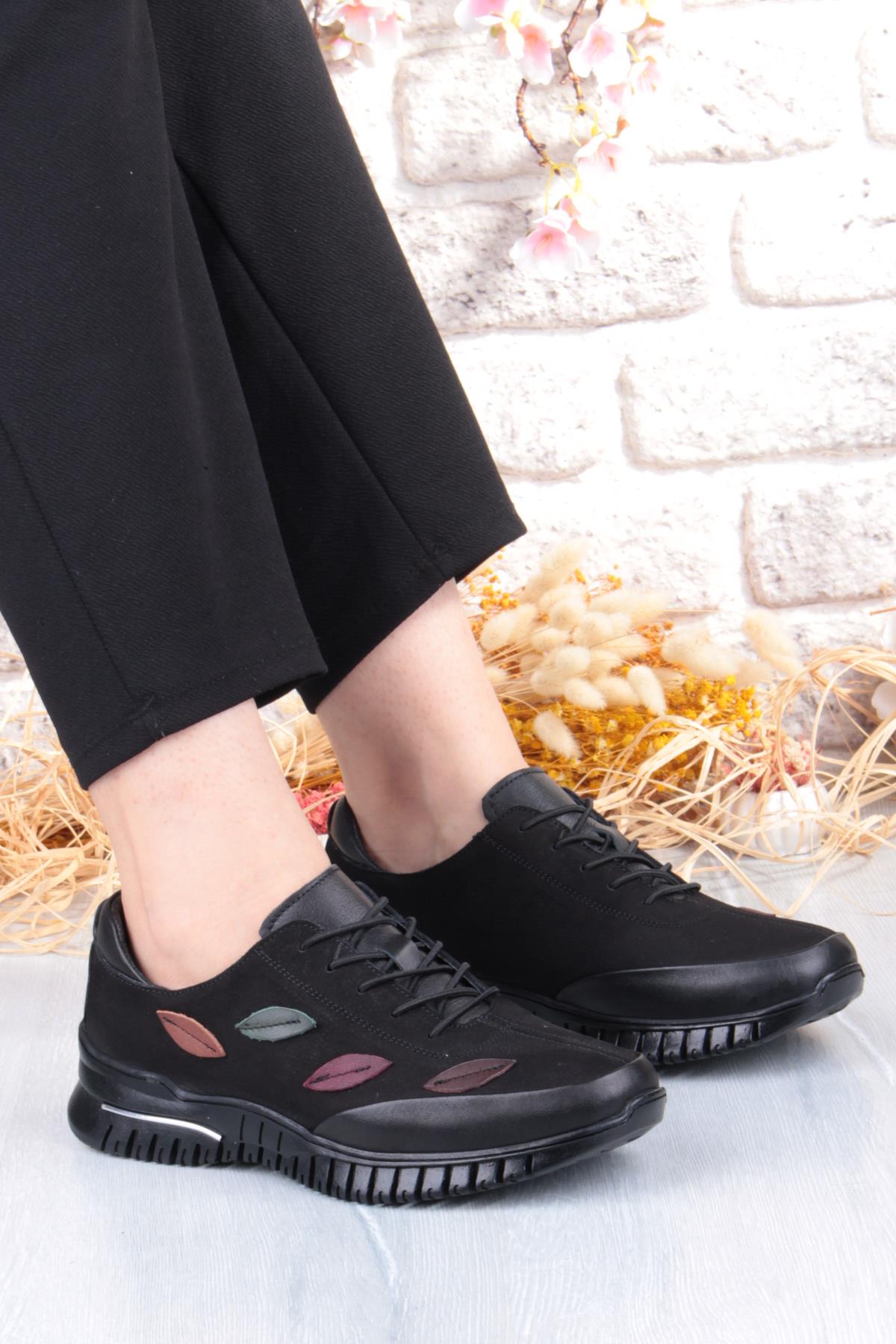 9406 Comfort Yumuşak Esnek Kauçuk Kaymaz Taban Hakiki Deri Kadın Ayakkabı - Görsel 2
