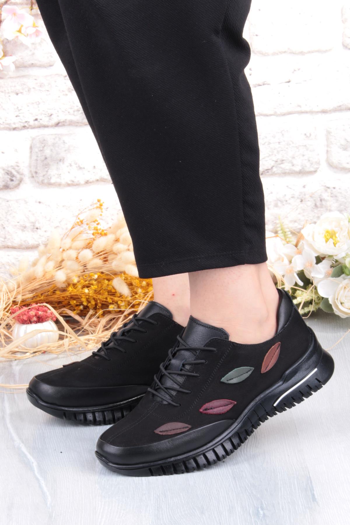9406 Comfort Yumuşak Esnek Kauçuk Kaymaz Taban Hakiki Deri Kadın Ayakkabı - Görsel 3