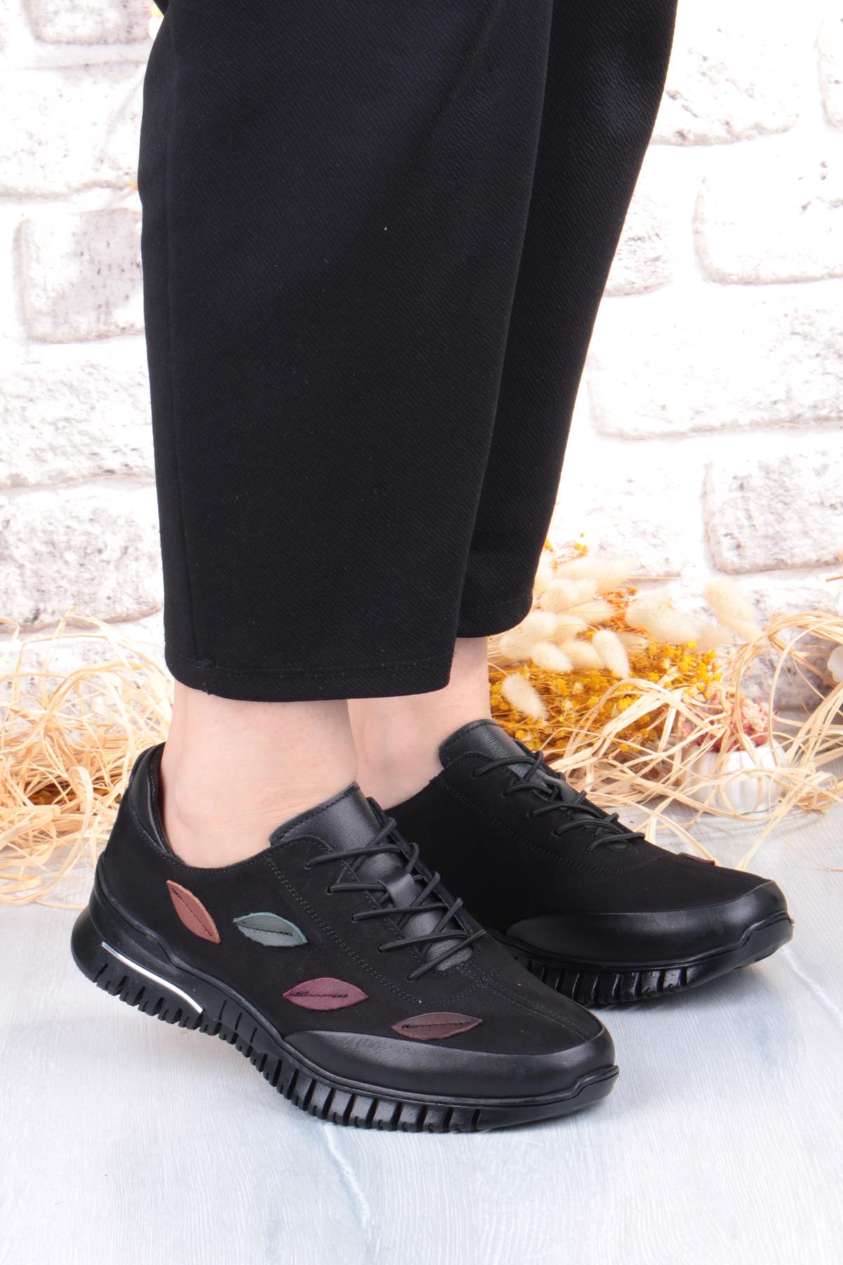 9406 Comfort Yumuşak Esnek Kauçuk Kaymaz Taban Hakiki Deri Kadın Ayakkabı - Görsel 4