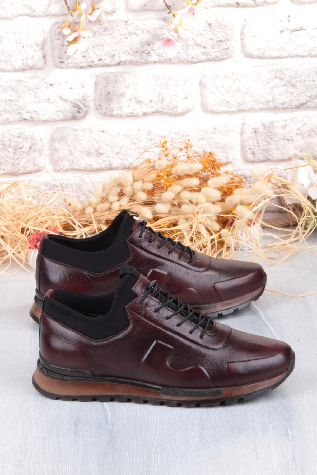 5333 Rahat Lastikli Kauçuk Taban Hakiki Deri Erkek Ayakkabı - Görsel 3