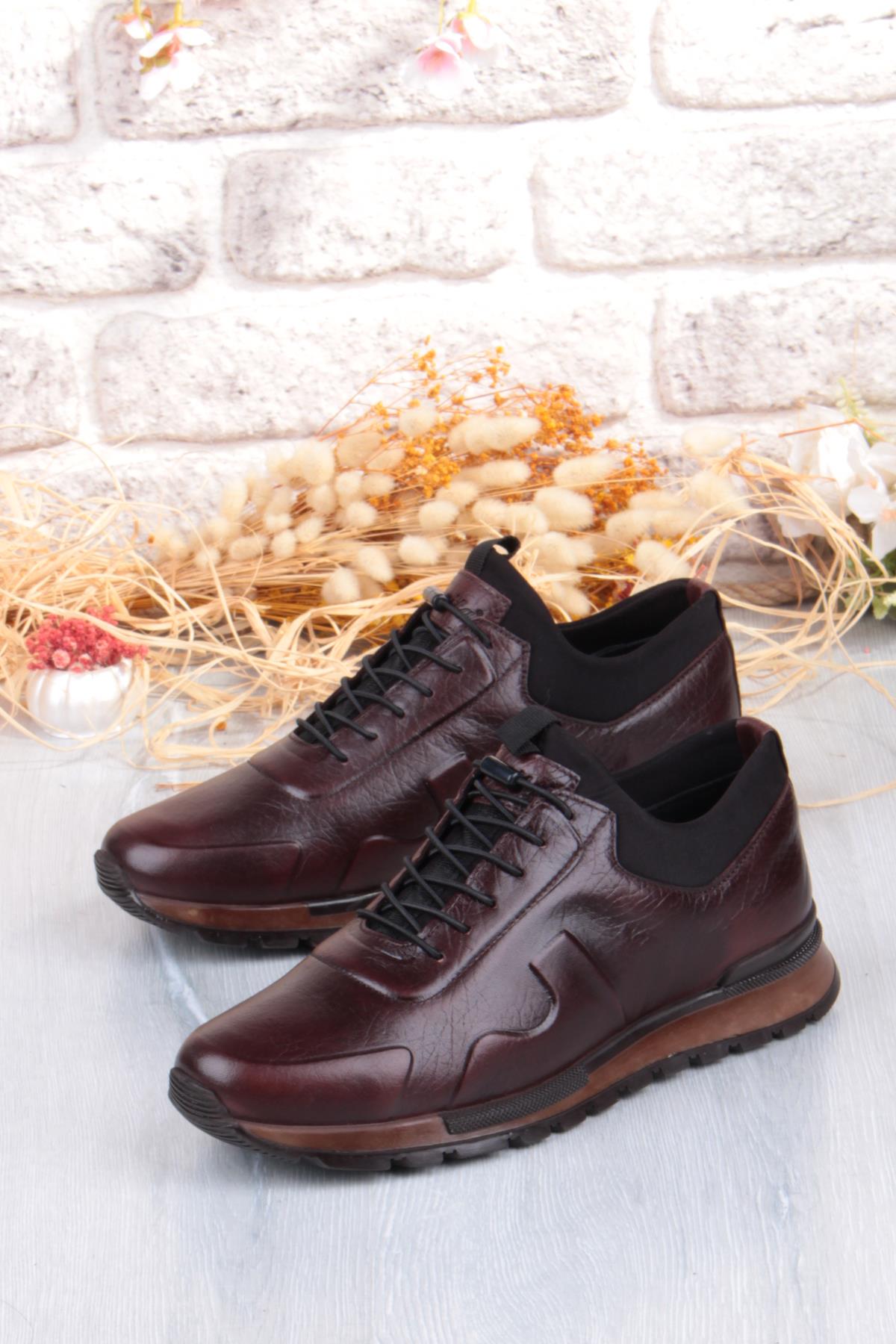 5333 Rahat Lastikli Kauçuk Taban Hakiki Deri Erkek Ayakkabı - Görsel 4