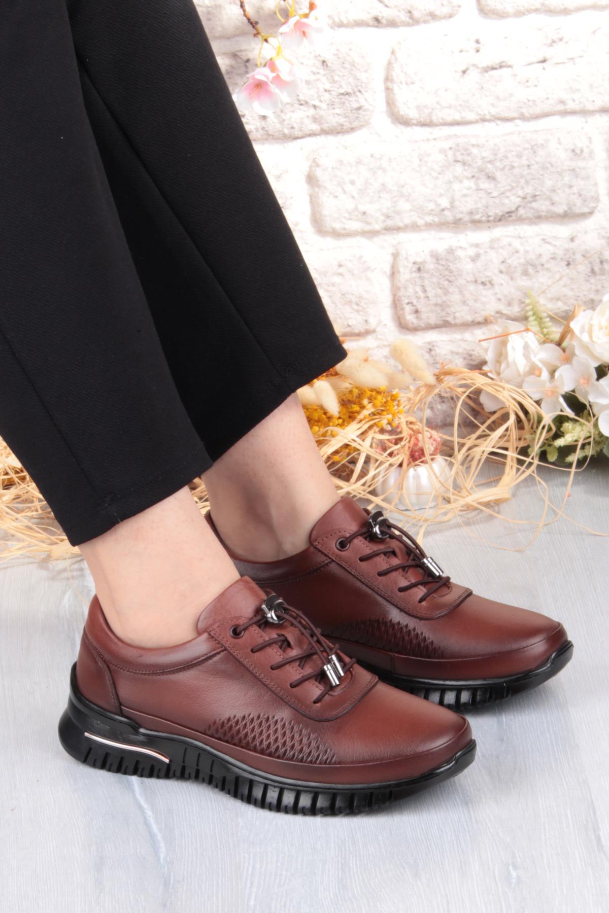 9407 Comfort Yumuşak Esnek Kauçuk Kaymaz Taban Hakiki Deri Kadın Ayakkabı - Görsel 2