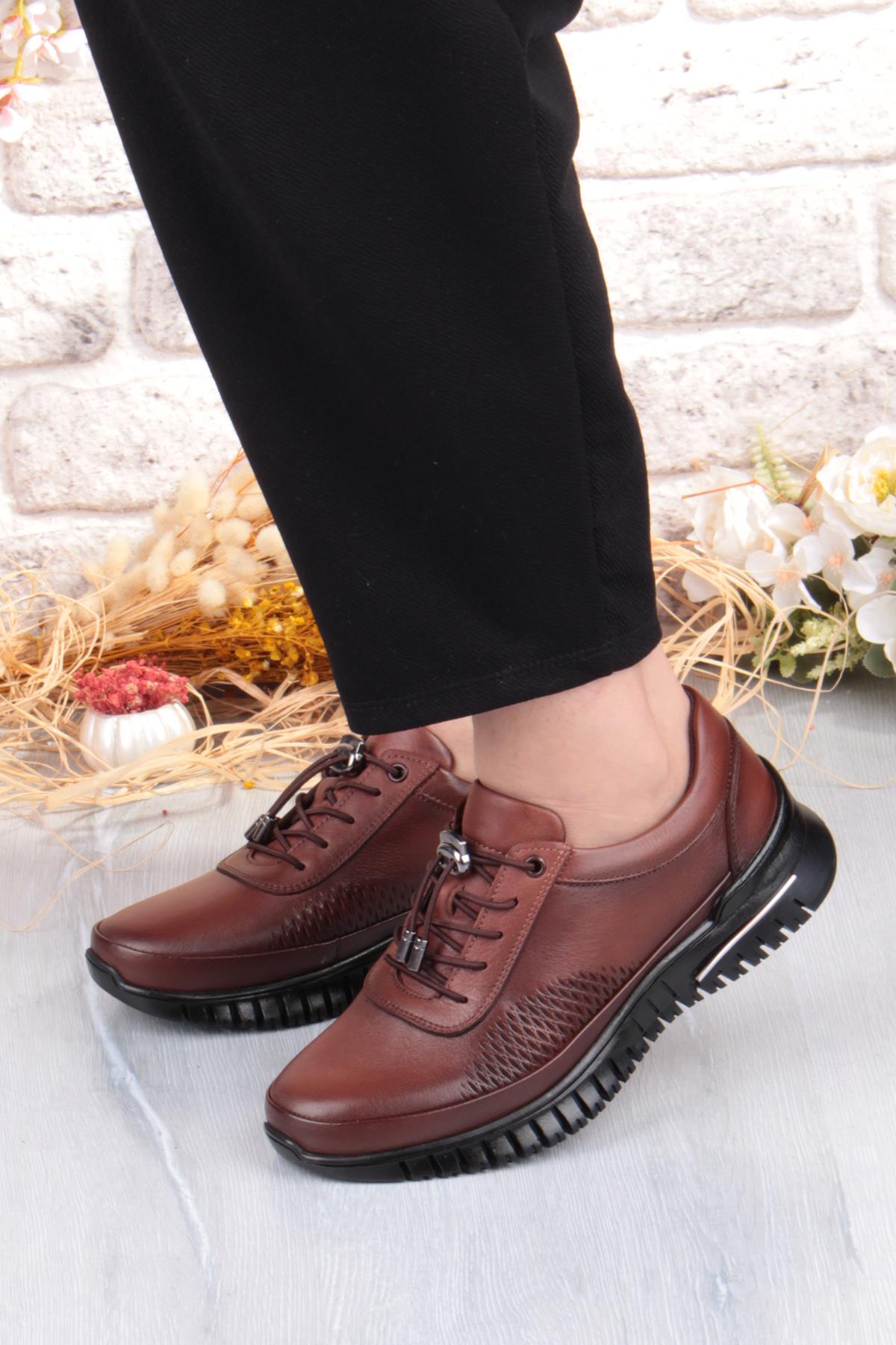 9407 Comfort Yumuşak Esnek Kauçuk Kaymaz Taban Hakiki Deri Kadın Ayakkabı - Görsel 3