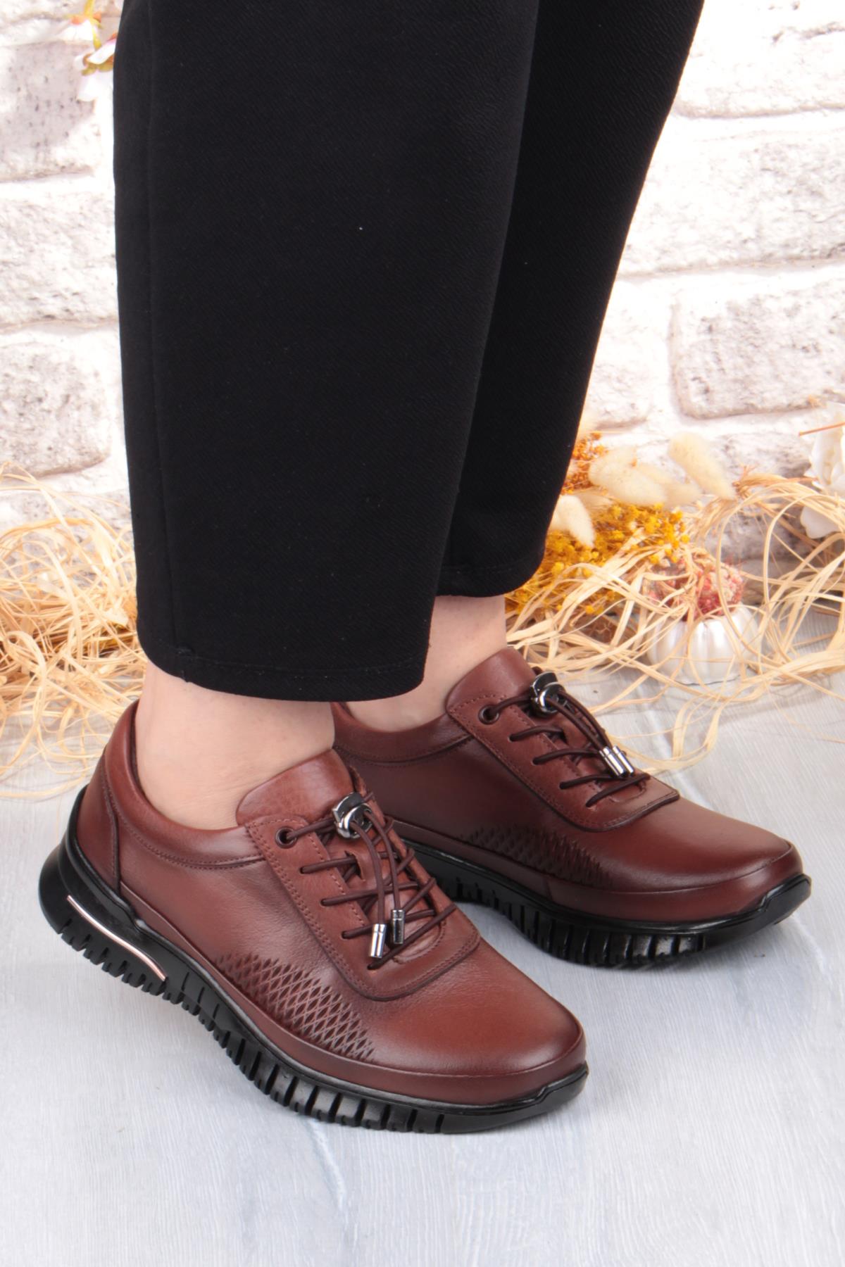 9407 Comfort Yumuşak Esnek Kauçuk Kaymaz Taban Hakiki Deri Kadın Ayakkabı - Görsel 4