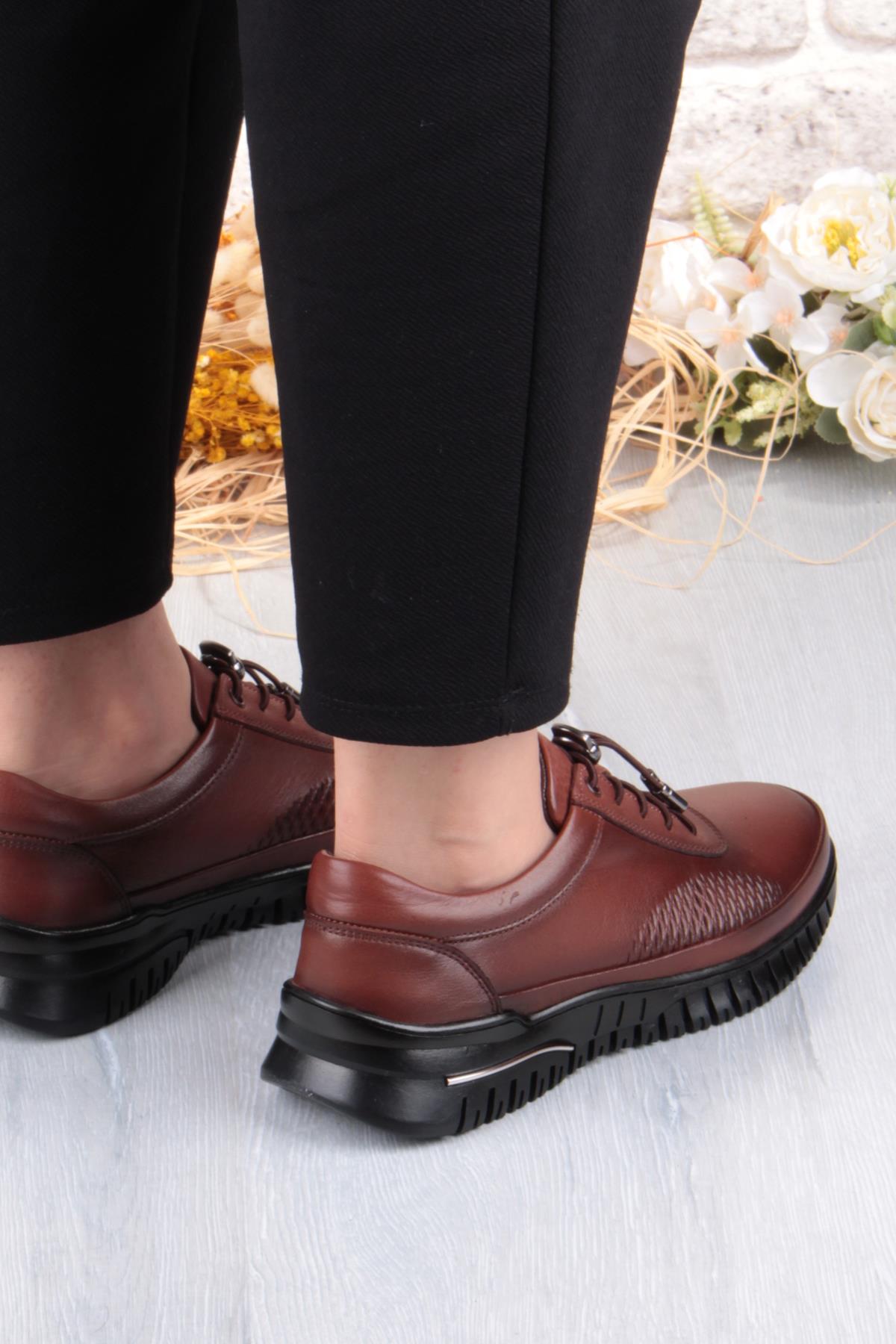 9407 Comfort Yumuşak Esnek Kauçuk Kaymaz Taban Hakiki Deri Kadın Ayakkabı - Görsel 5