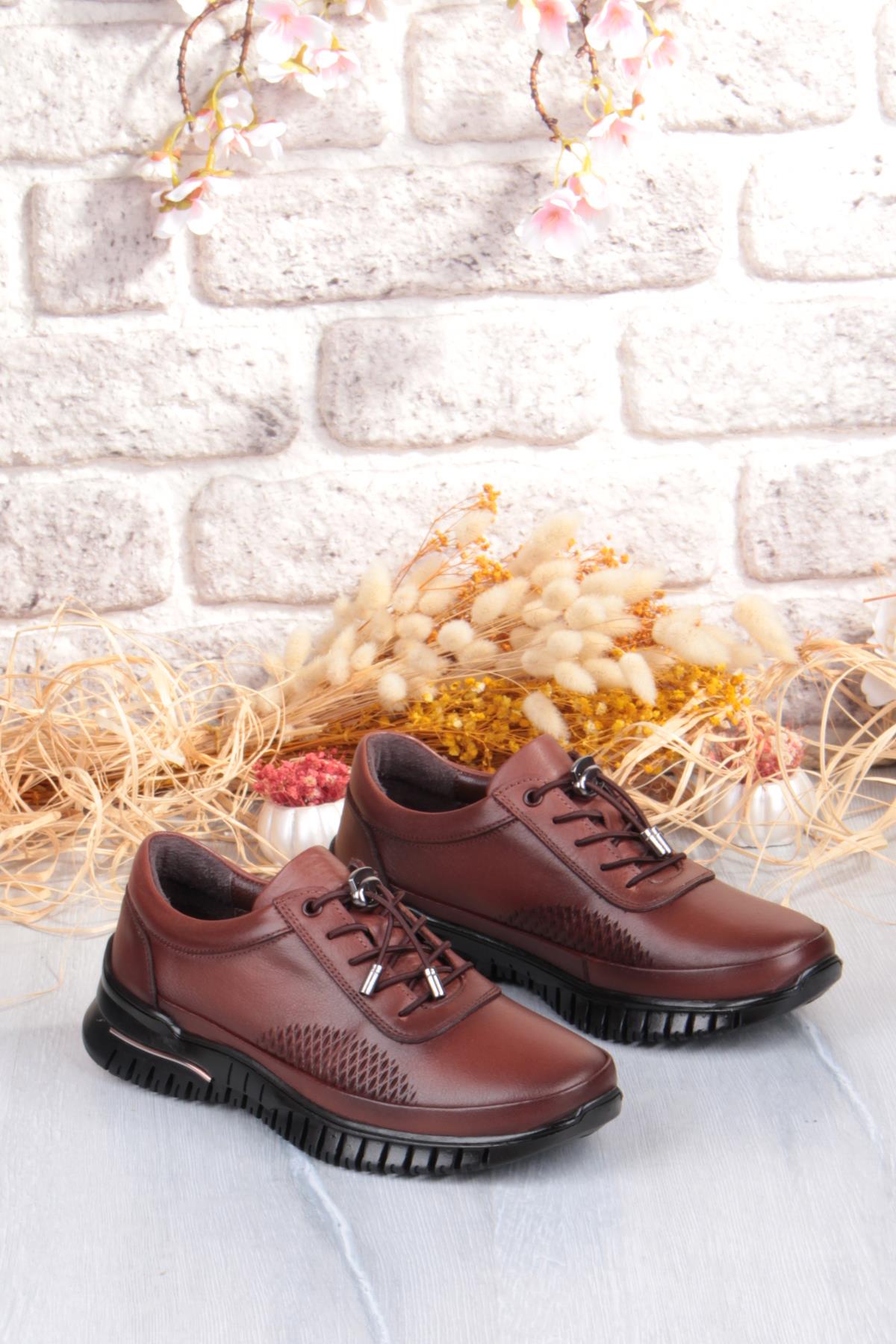 9407 Comfort Yumuşak Esnek Kauçuk Kaymaz Taban Hakiki Deri Kadın Ayakkabı - Görsel 6