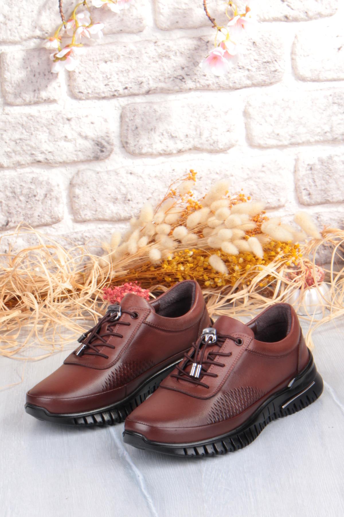 9407 Comfort Yumuşak Esnek Kauçuk Kaymaz Taban Hakiki Deri Kadın Ayakkabı - Görsel 7