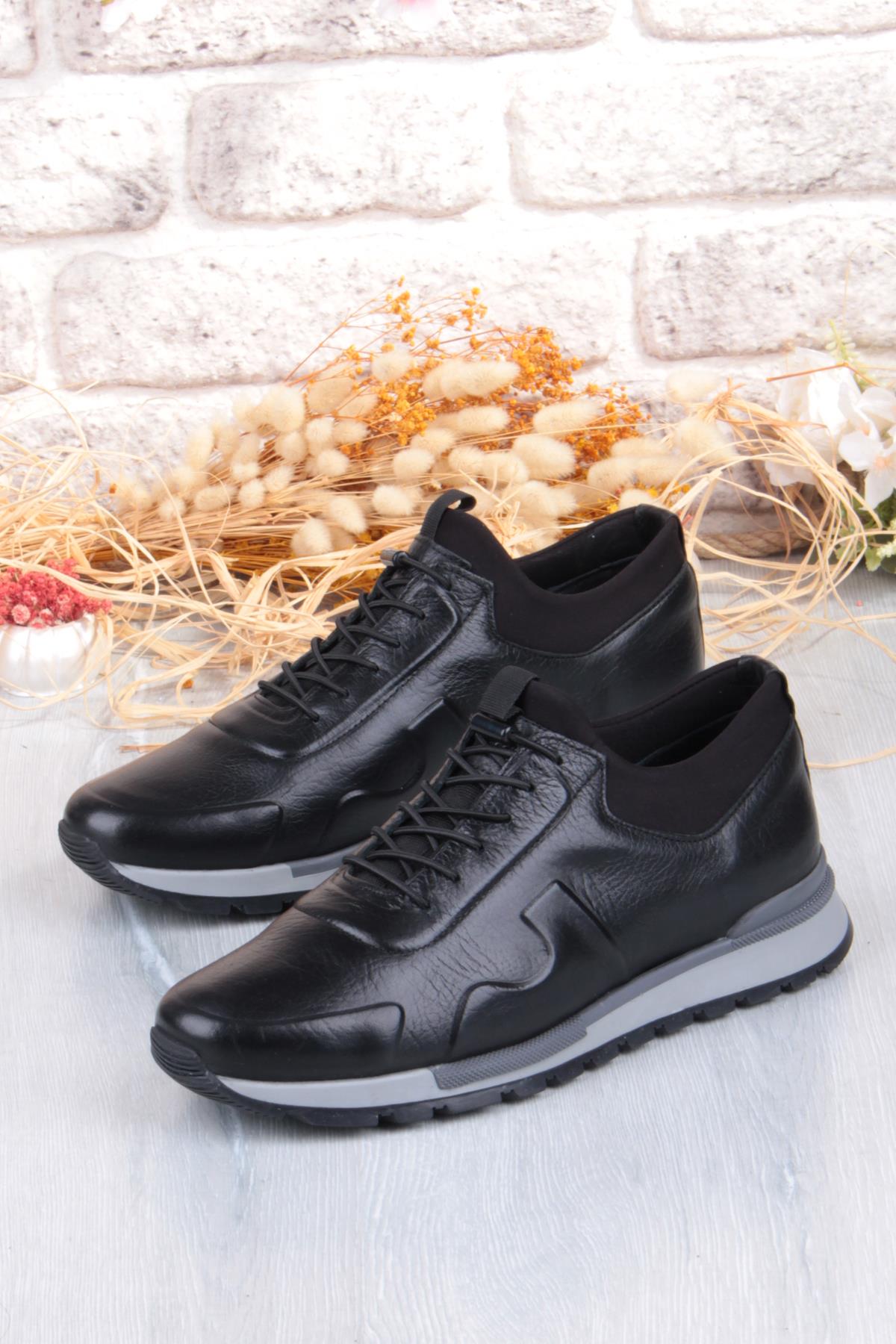 5333 Rahat Lastikli Kauçuk Taban Hakiki Deri Erkek Ayakkabı - Görsel 4