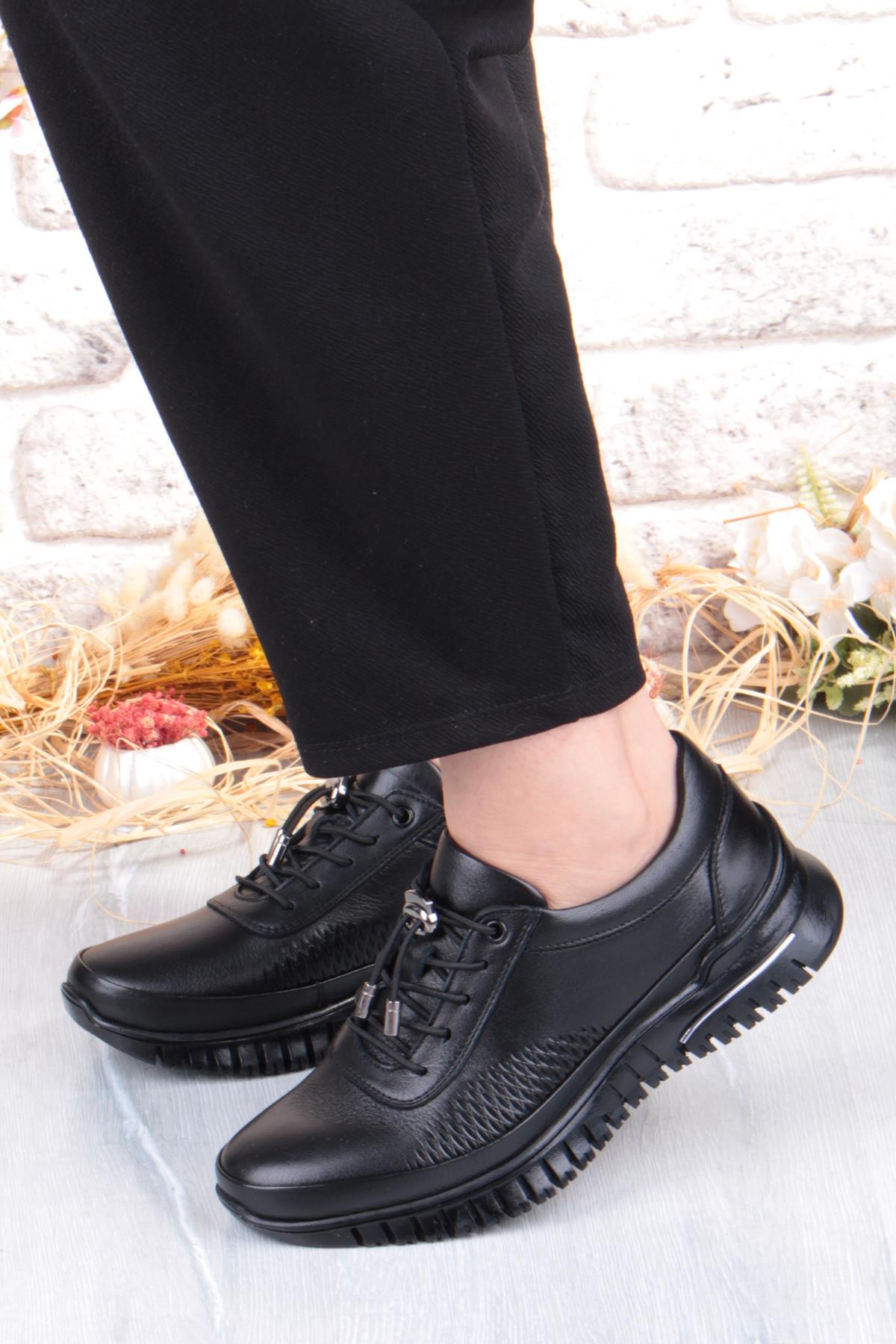 9407 Comfort Yumuşak Esnek Kauçuk Kaymaz Taban Hakiki Deri Kadın Ayakkabı - Görsel 3