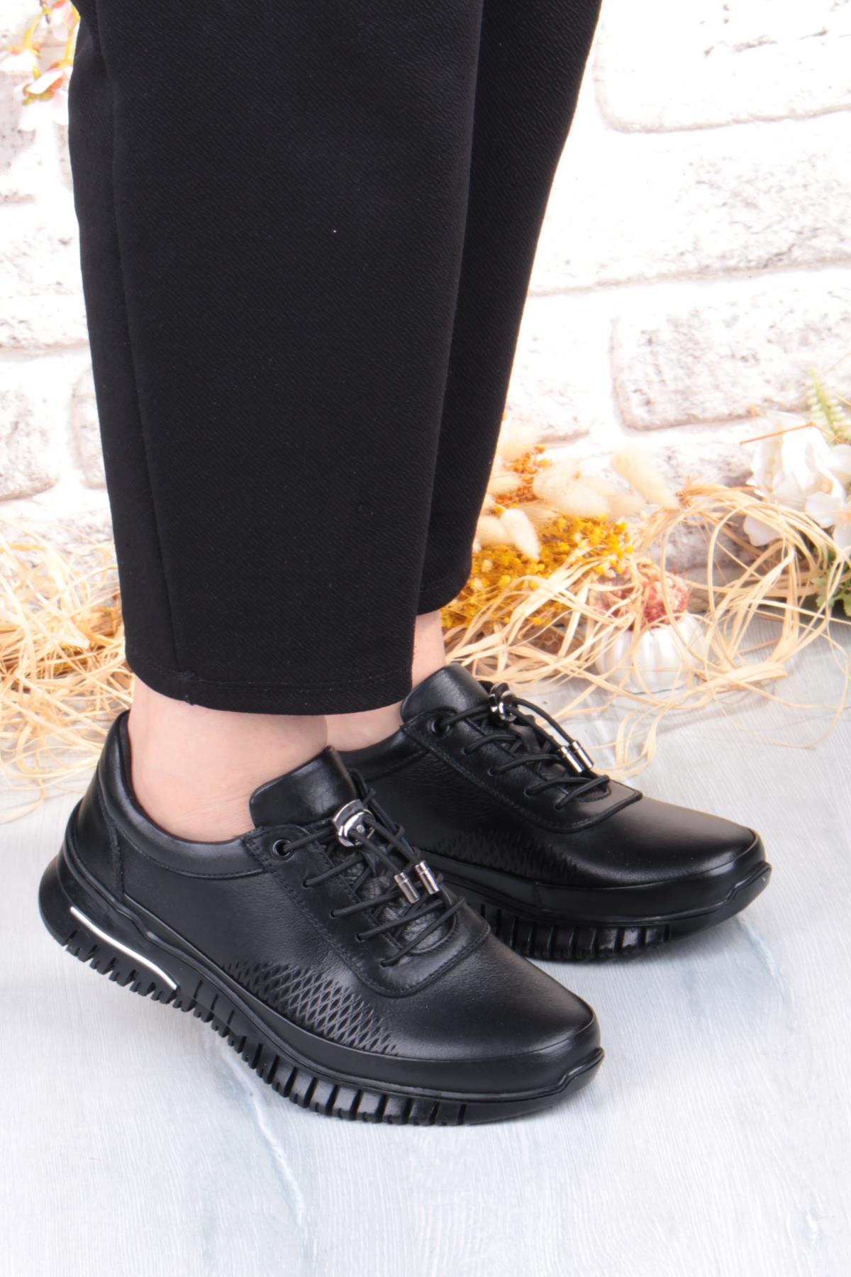 9407 Comfort Yumuşak Esnek Kauçuk Kaymaz Taban Hakiki Deri Kadın Ayakkabı - Görsel 4