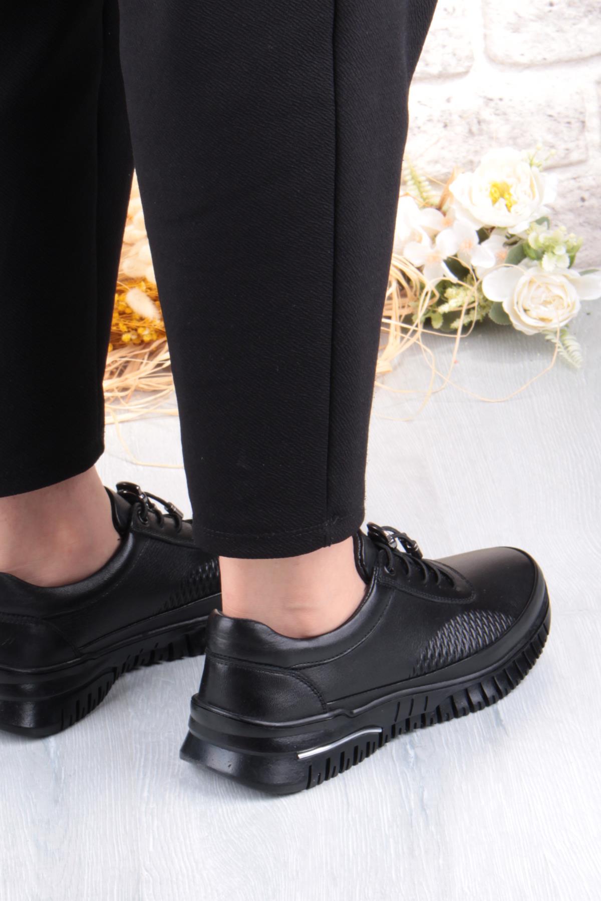 9407 Comfort Yumuşak Esnek Kauçuk Kaymaz Taban Hakiki Deri Kadın Ayakkabı - Görsel 5