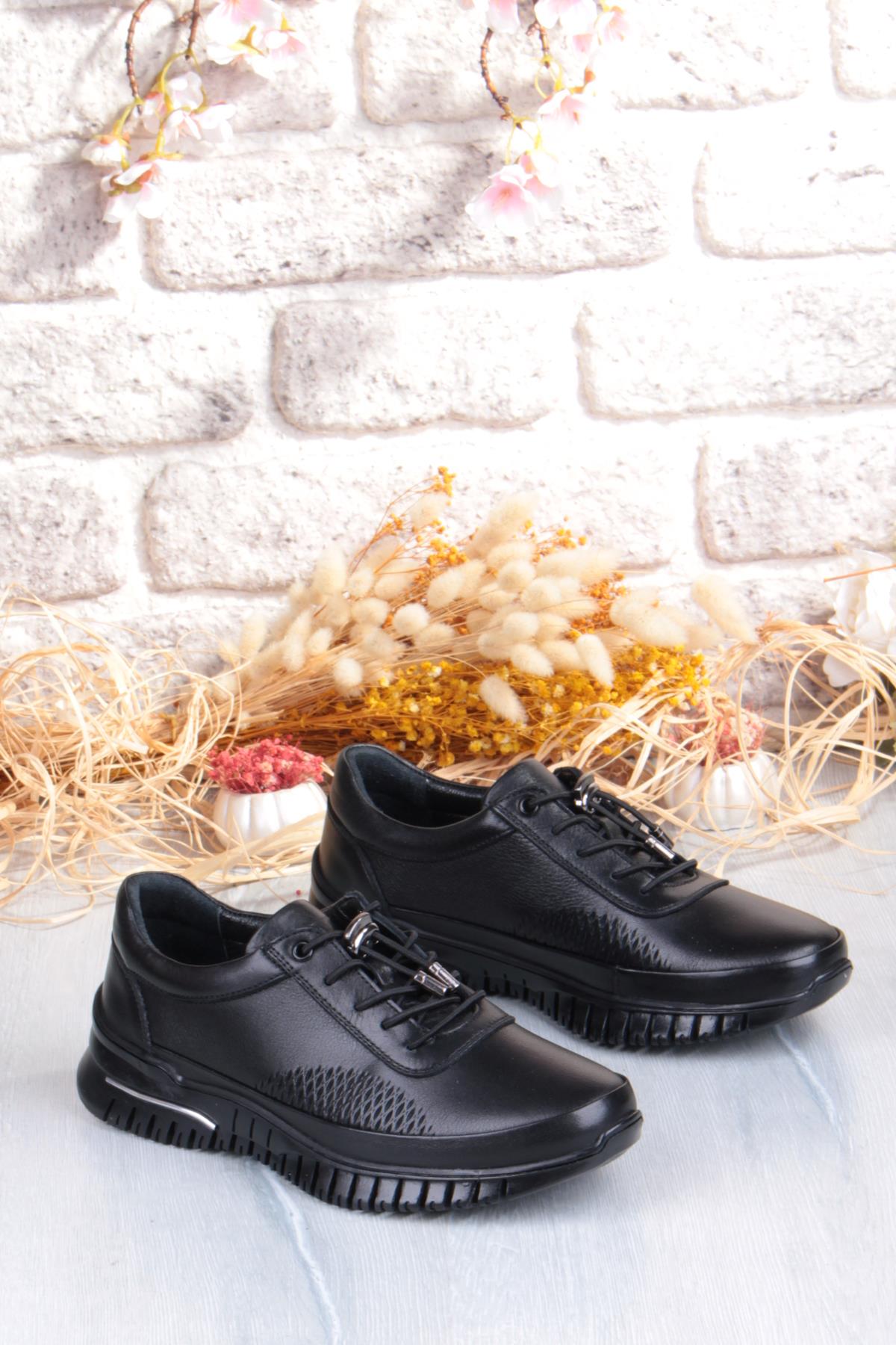 9407 Comfort Yumuşak Esnek Kauçuk Kaymaz Taban Hakiki Deri Kadın Ayakkabı - Görsel 6