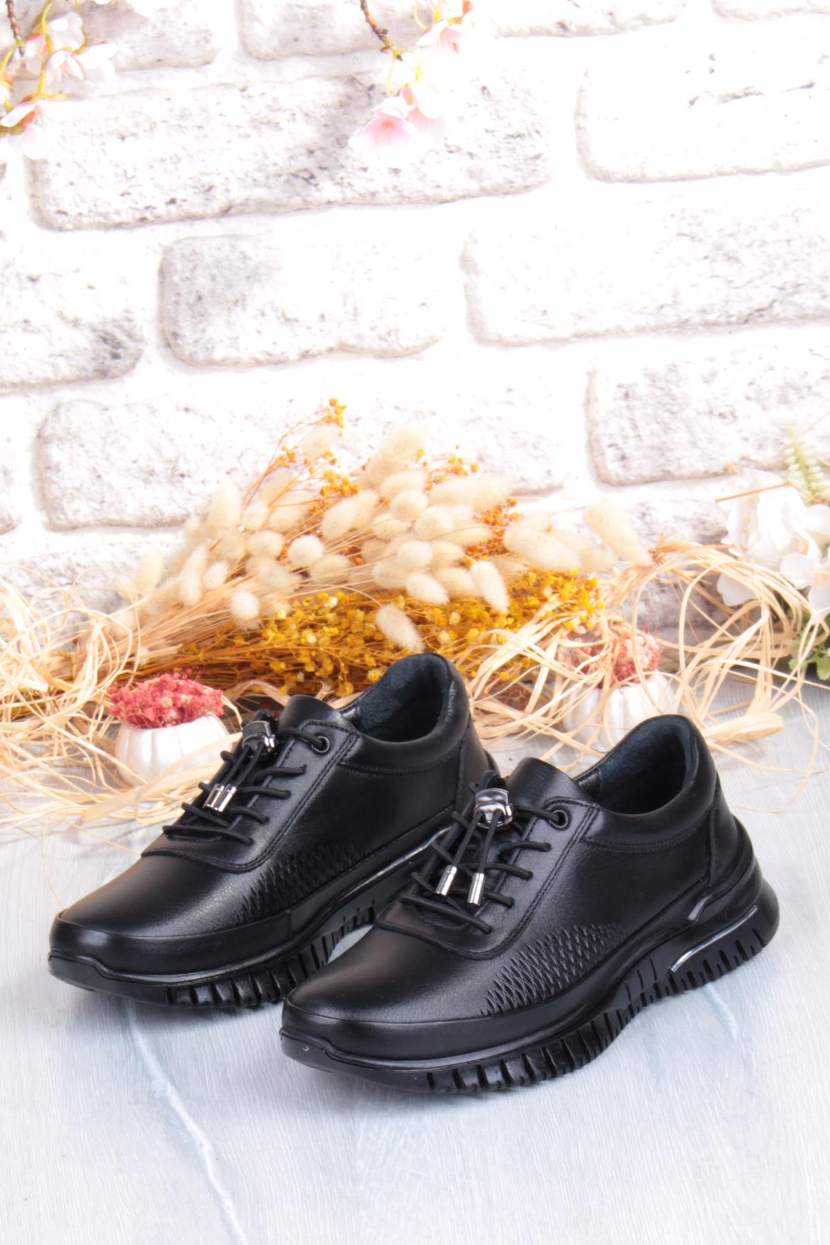 9407 Comfort Yumuşak Esnek Kauçuk Kaymaz Taban Hakiki Deri Kadın Ayakkabı - Görsel 7