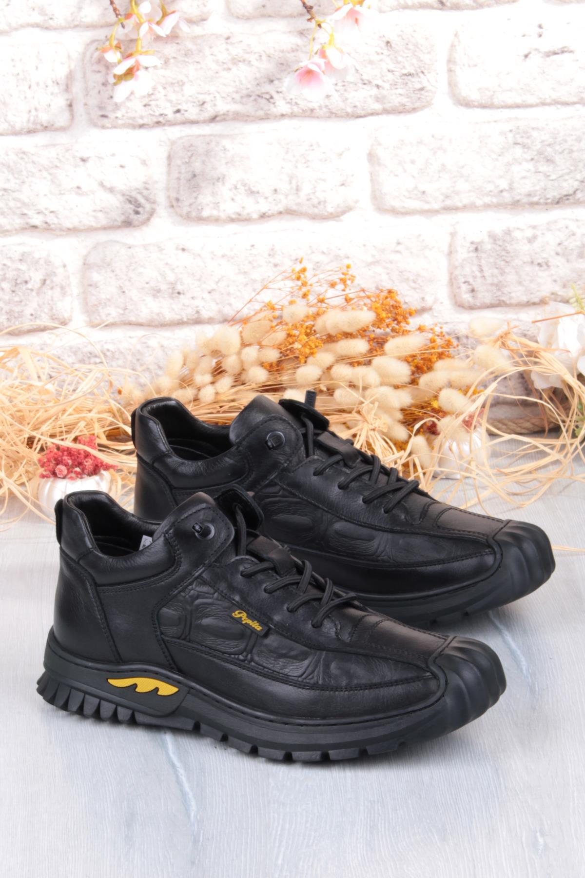 1040 Rahat Lastik Bağçıklı Kauçuk Taban Nubuk Hakiki Deri Erkek Ayakkabı - Görsel 2