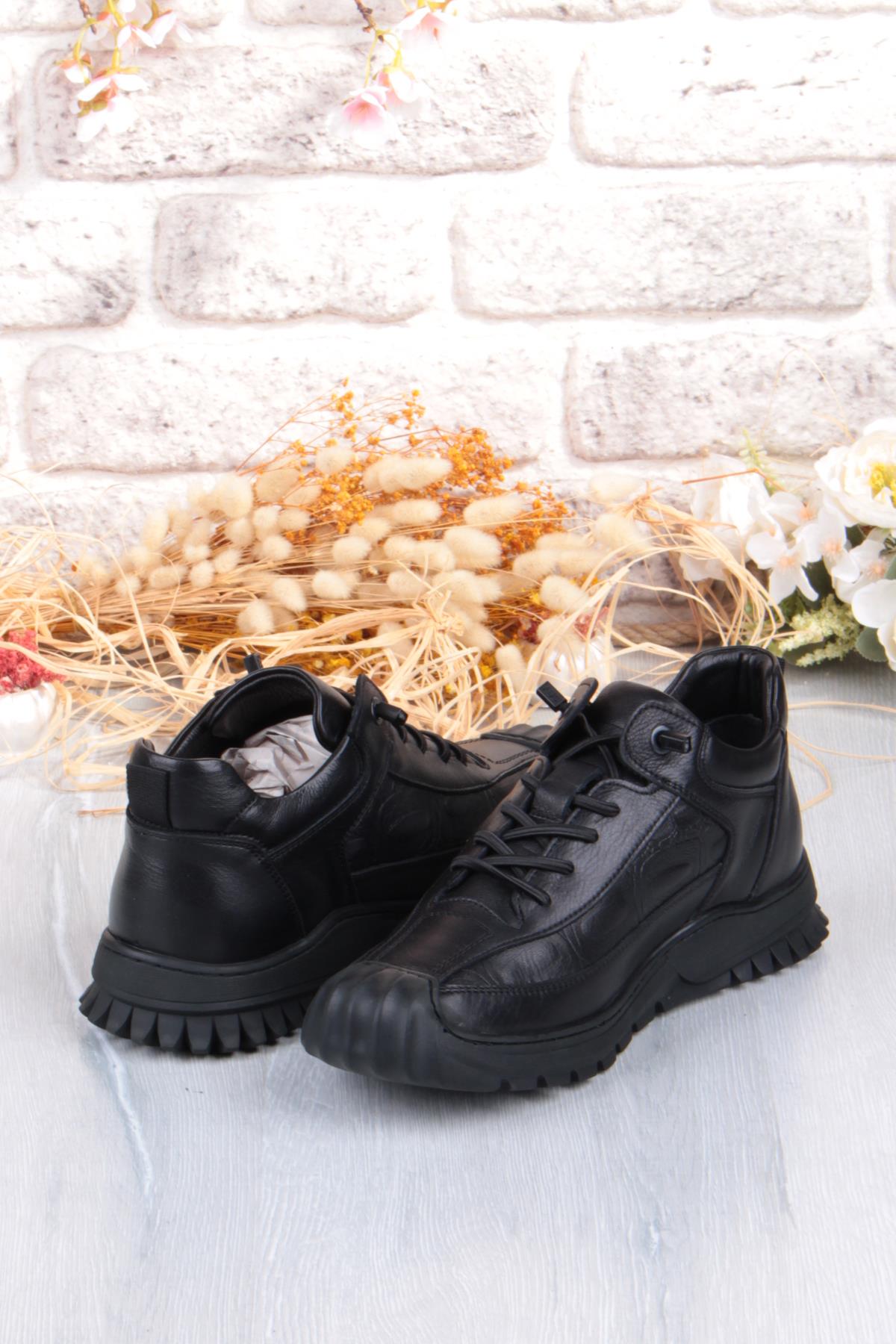 1040 Rahat Lastik Bağçıklı Kauçuk Taban Nubuk Hakiki Deri Erkek Ayakkabı - Görsel 5