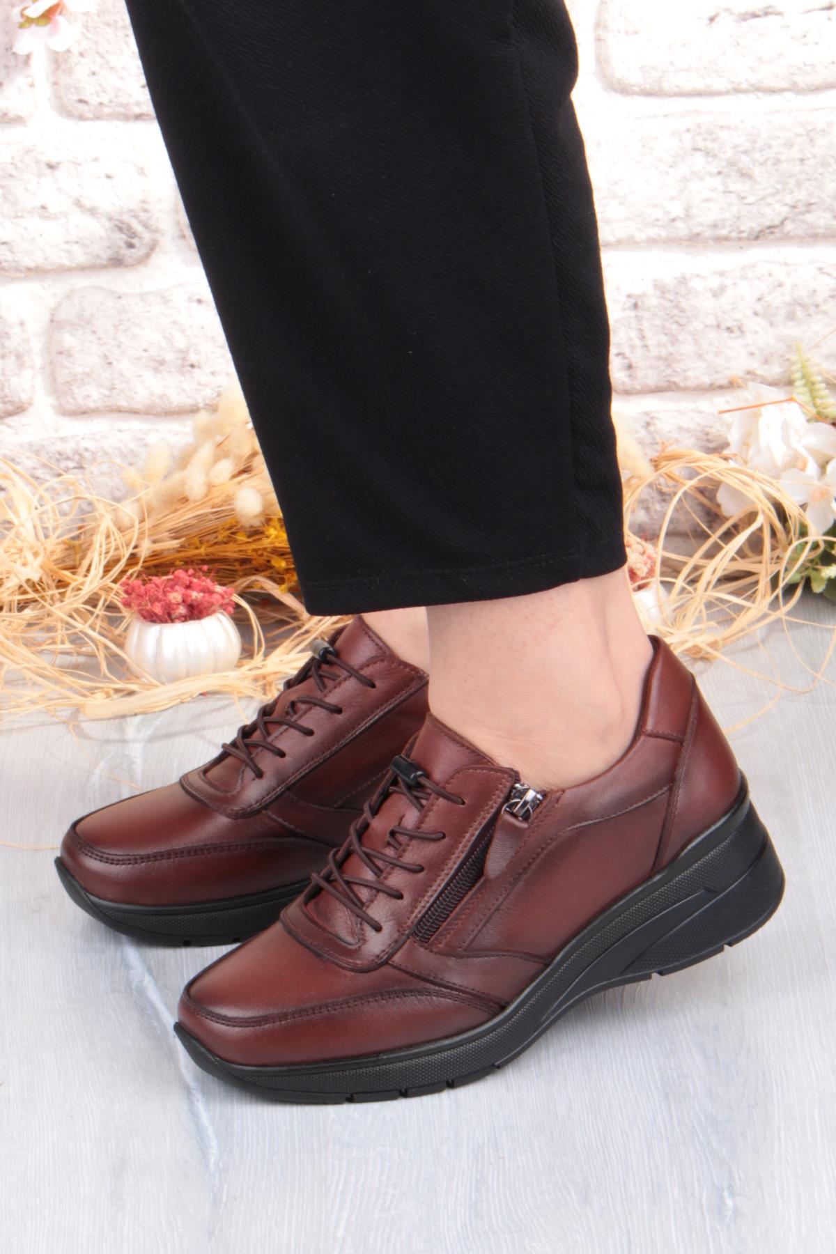 9402 Comfort Yumuşak Esnek Kauçuk Kaymaz Taban Hakiki Deri Kadın Ayakkabı - Görsel 3
