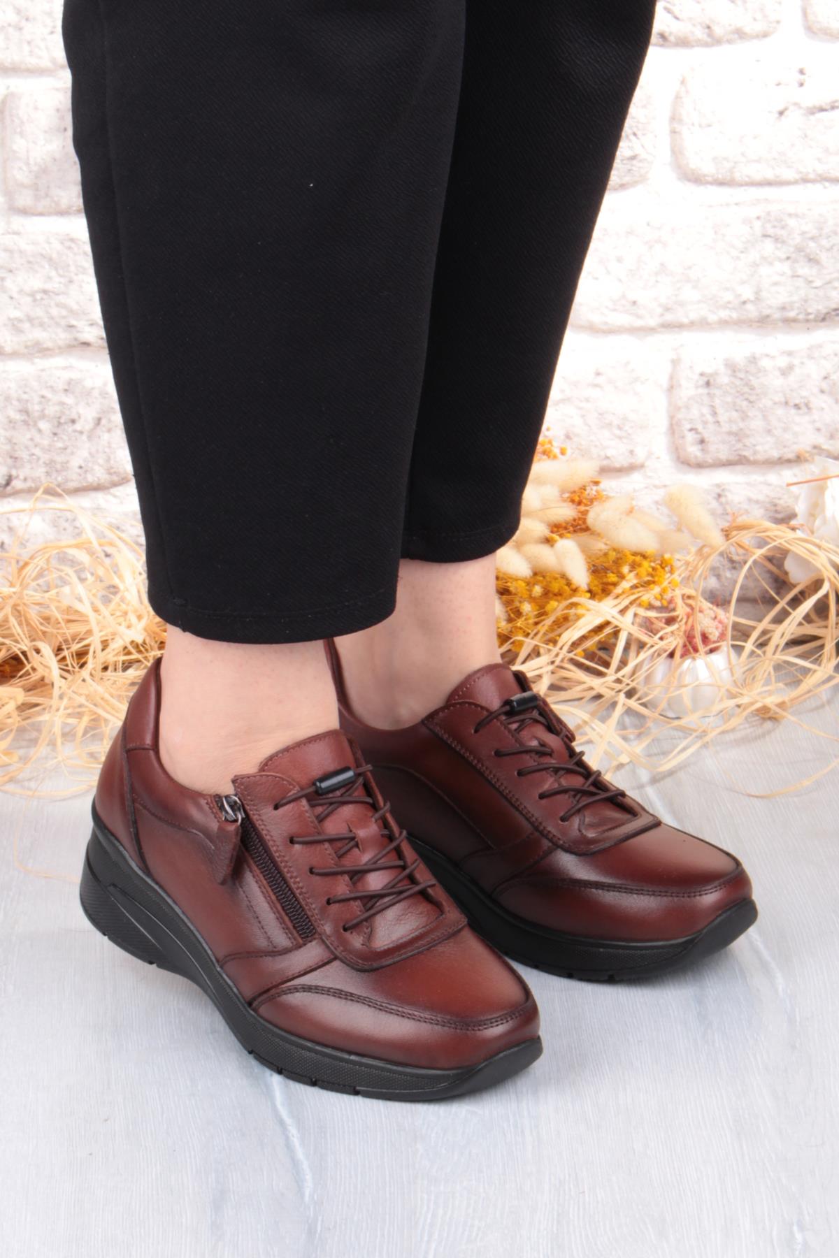 9402 Comfort Yumuşak Esnek Kauçuk Kaymaz Taban Hakiki Deri Kadın Ayakkabı - Görsel 4