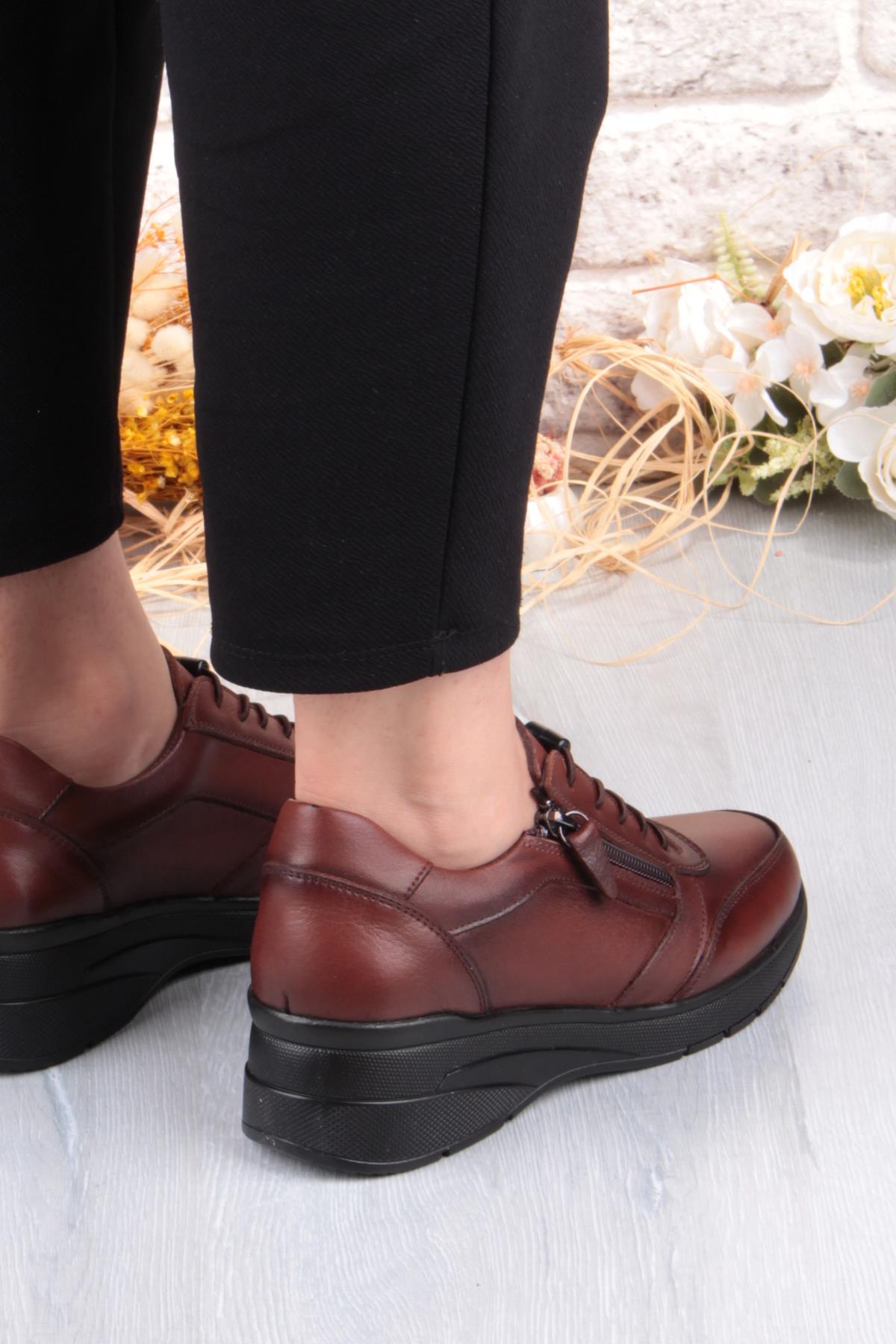 9402 Comfort Yumuşak Esnek Kauçuk Kaymaz Taban Hakiki Deri Kadın Ayakkabı - Görsel 5