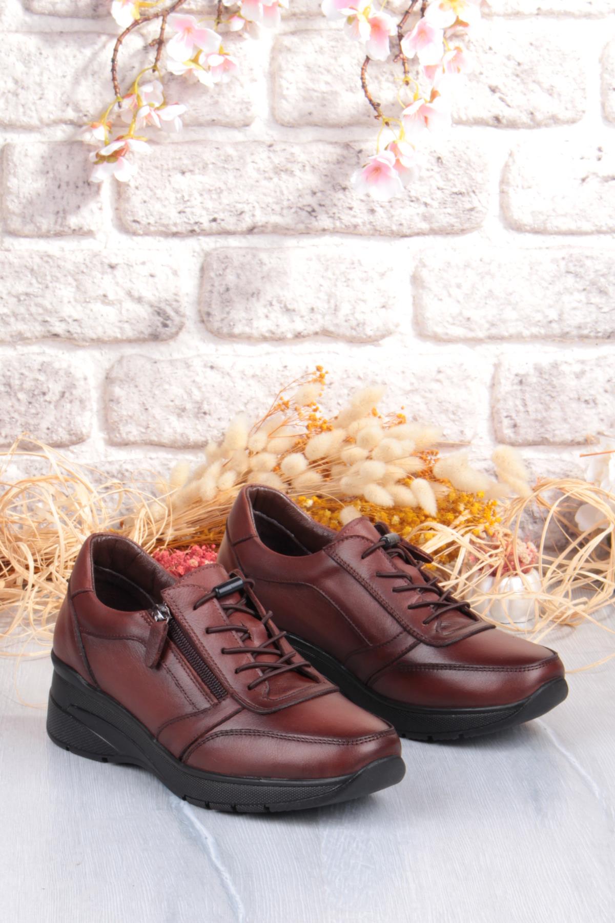 9402 Comfort Yumuşak Esnek Kauçuk Kaymaz Taban Hakiki Deri Kadın Ayakkabı - Görsel 6