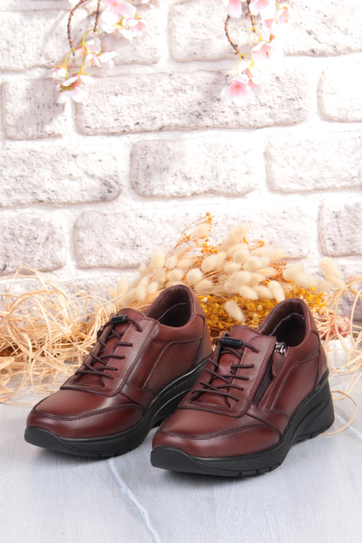 9402 Comfort Yumuşak Esnek Kauçuk Kaymaz Taban Hakiki Deri Kadın Ayakkabı - Görsel 7