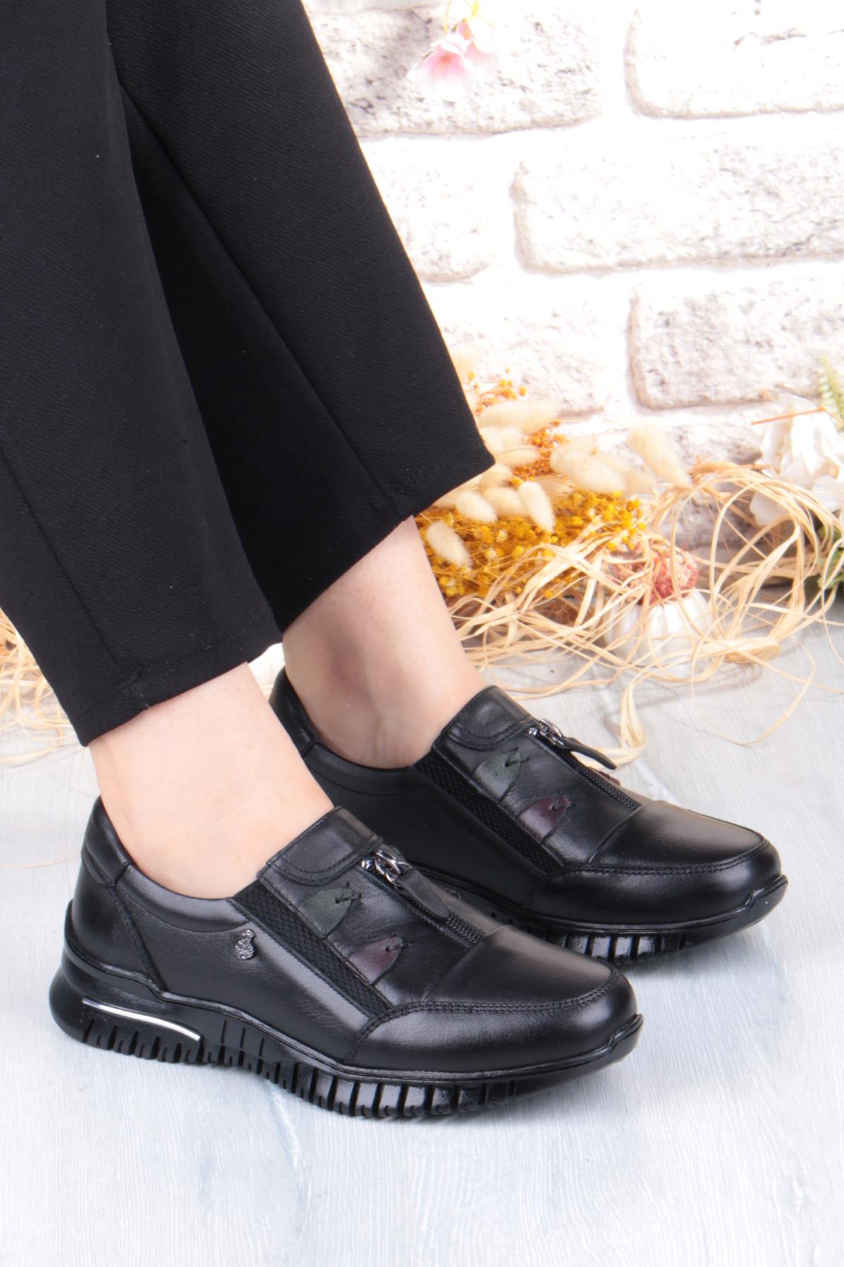 Z006 Comfort Yumuşak Esnek Kauçuk Kaymaz Taban Hakiki Deri Kadın Ayakkabı - Görsel 2