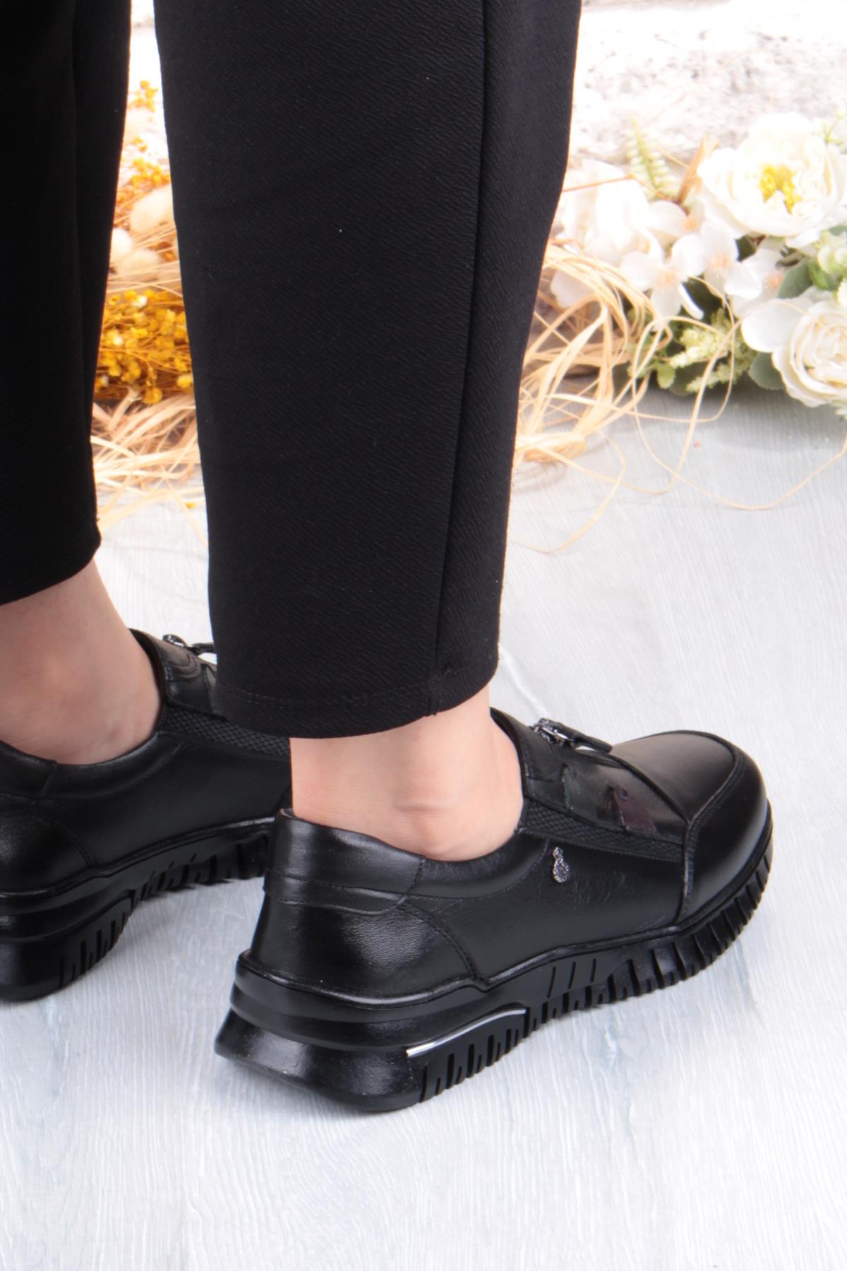 Z006 Comfort Yumuşak Esnek Kauçuk Kaymaz Taban Hakiki Deri Kadın Ayakkabı - Görsel 5