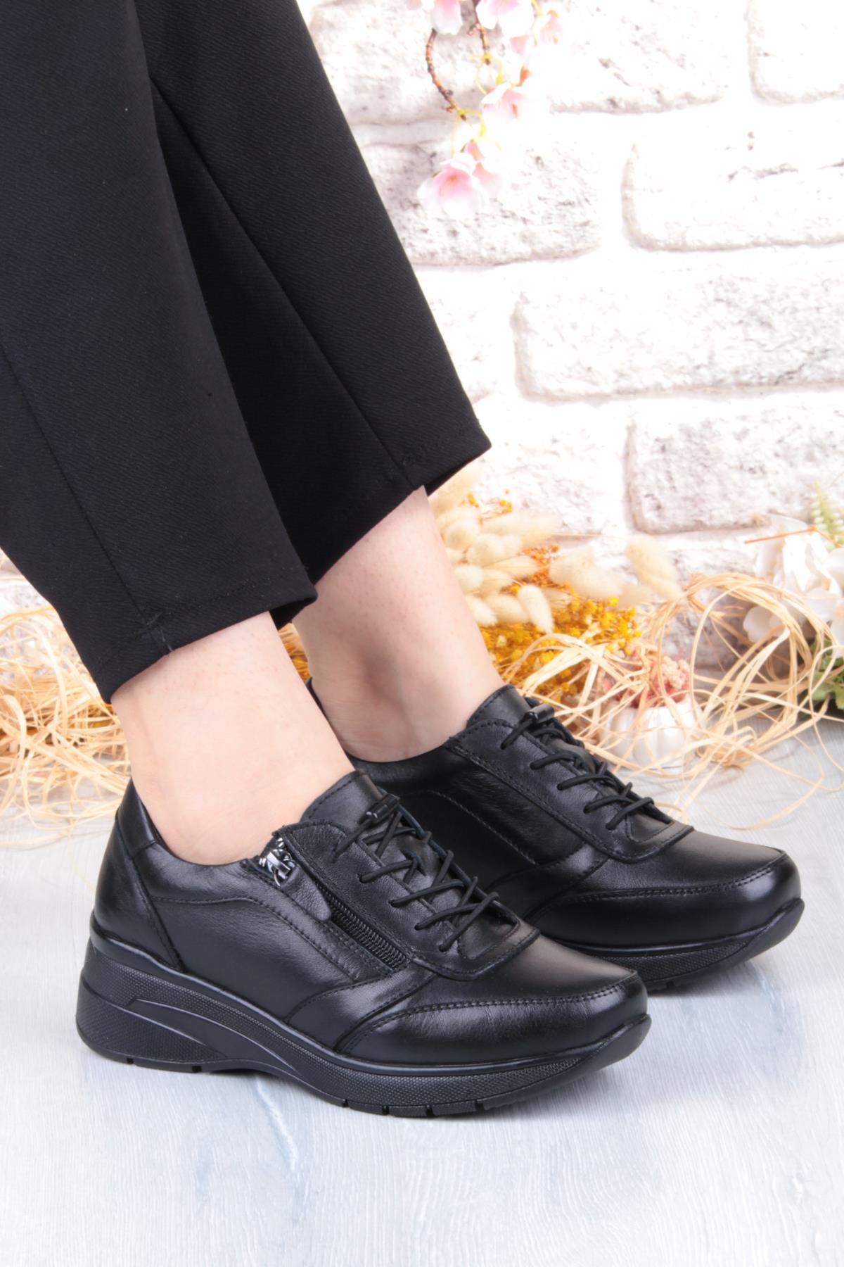 9402 Comfort Yumuşak Esnek Kauçuk Kaymaz Taban Hakiki Deri Kadın Ayakkabı - Görsel 2