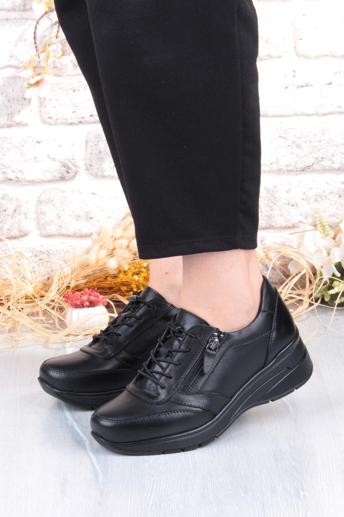 9402 Comfort Yumuşak Esnek Kauçuk Kaymaz Taban Hakiki Deri Kadın Ayakkabı - Görsel 3