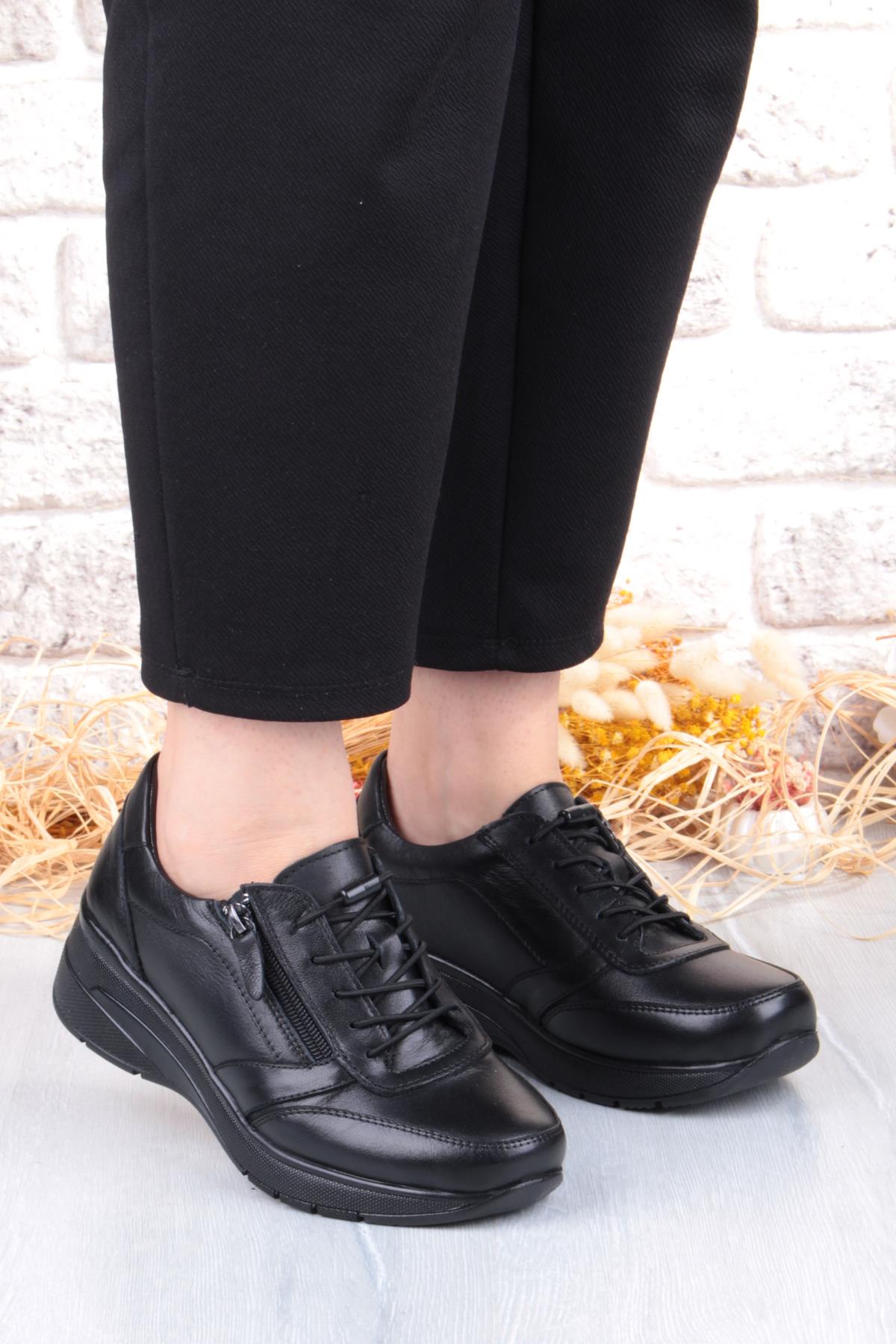 9402 Comfort Yumuşak Esnek Kauçuk Kaymaz Taban Hakiki Deri Kadın Ayakkabı - Görsel 4