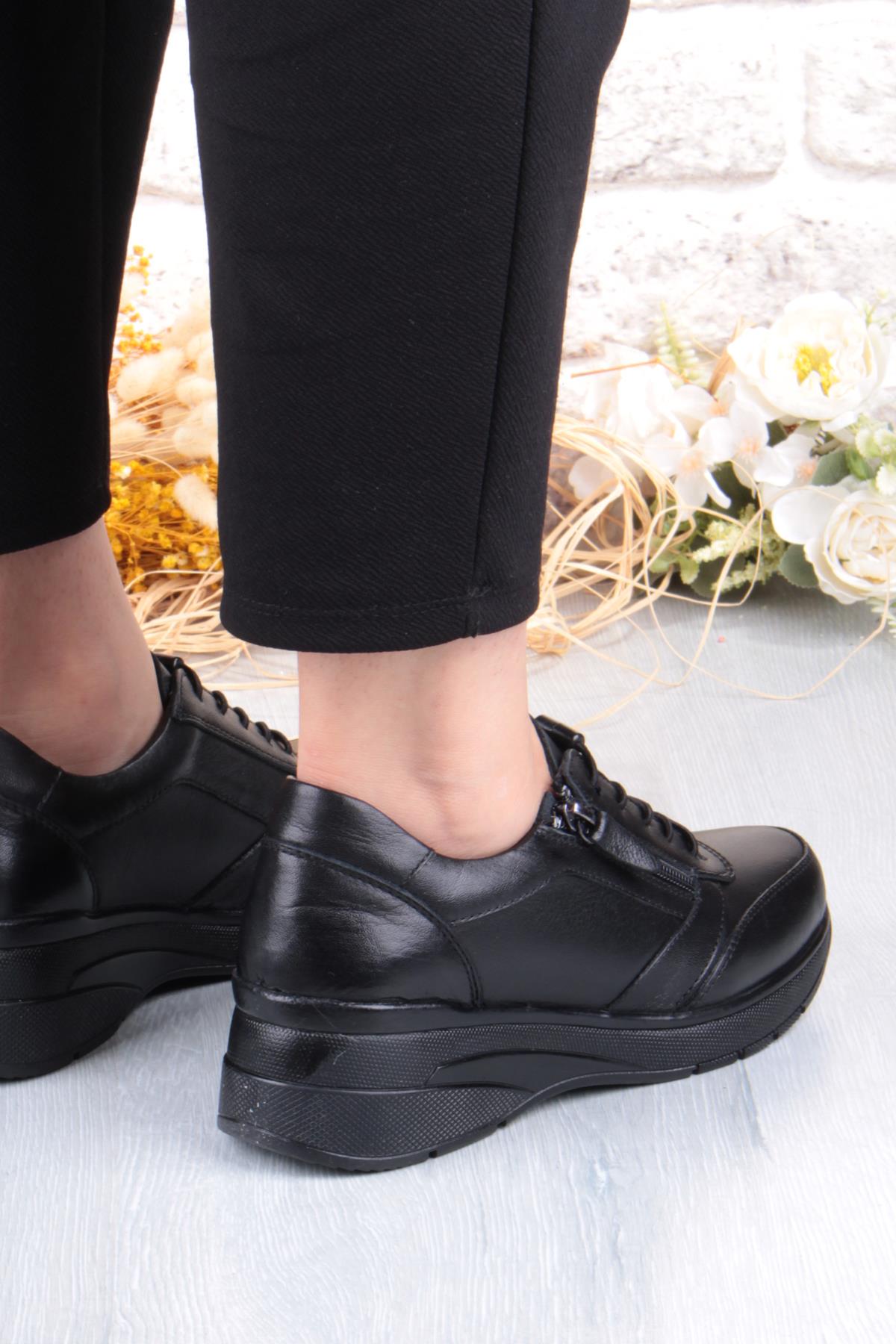 9402 Comfort Yumuşak Esnek Kauçuk Kaymaz Taban Hakiki Deri Kadın Ayakkabı - Görsel 5