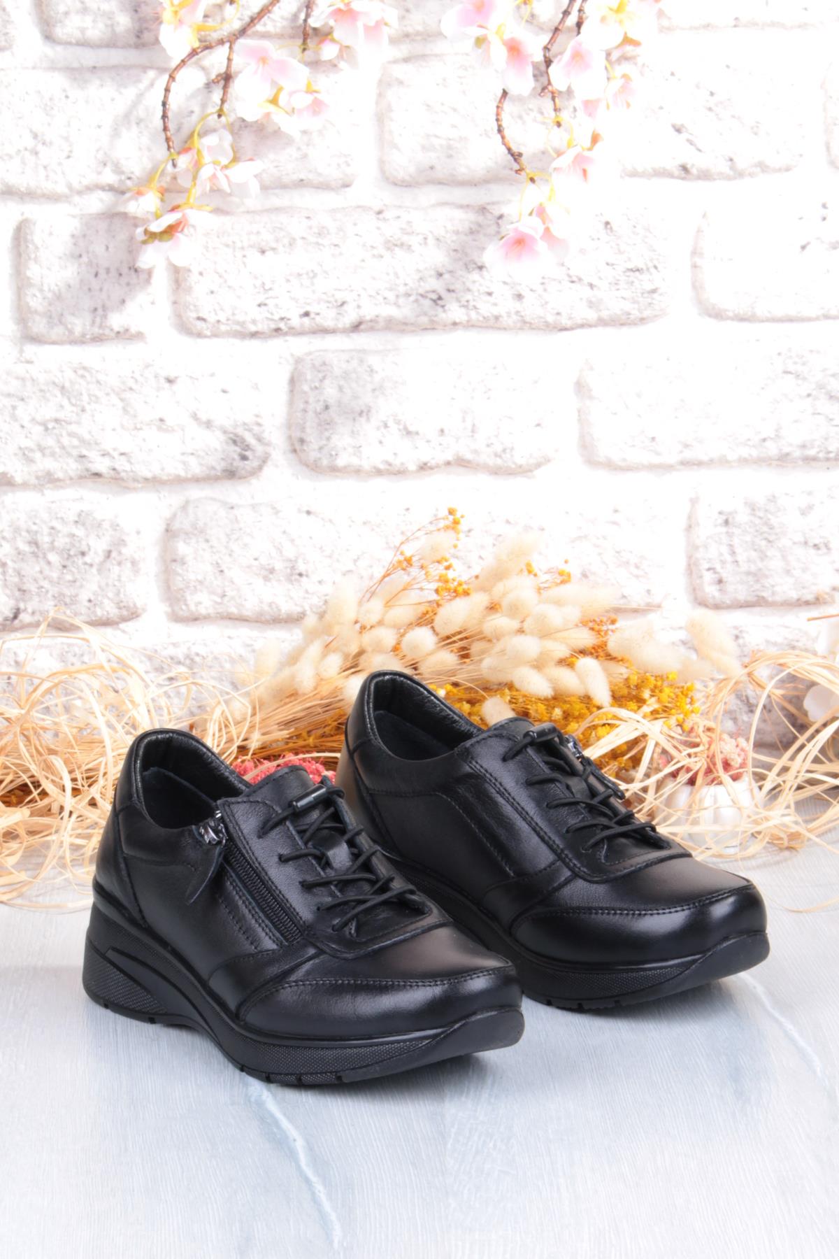 9402 Comfort Yumuşak Esnek Kauçuk Kaymaz Taban Hakiki Deri Kadın Ayakkabı - Görsel 6