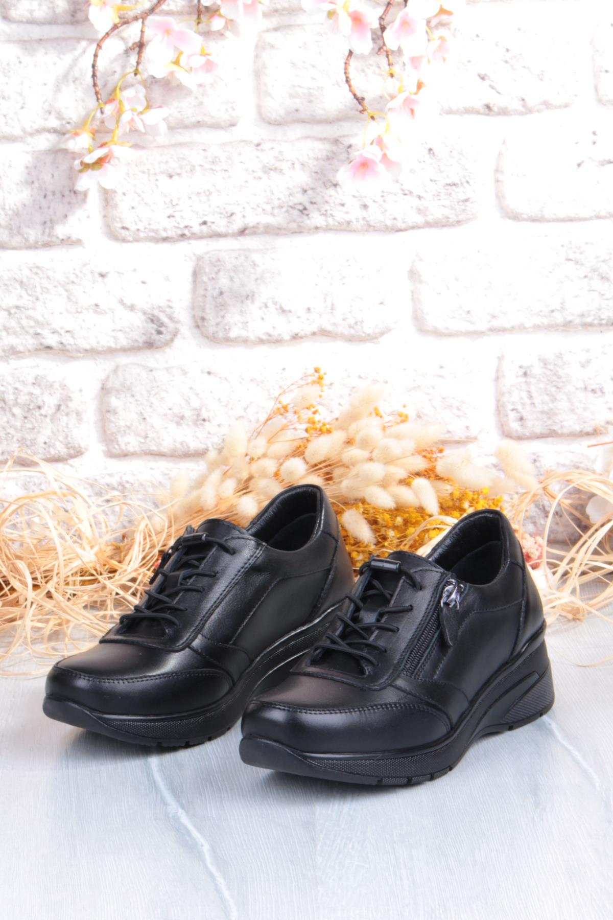 9402 Comfort Yumuşak Esnek Kauçuk Kaymaz Taban Hakiki Deri Kadın Ayakkabı - Görsel 7