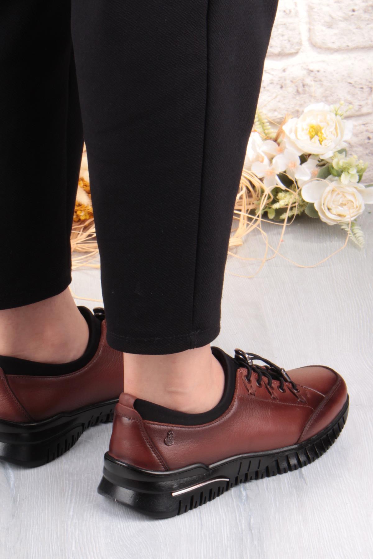 9513 Comfort Yumuşak Esnek Kauçuk Kaymaz Taban Hakiki Deri Kadın Ayakkabı - Görsel 5