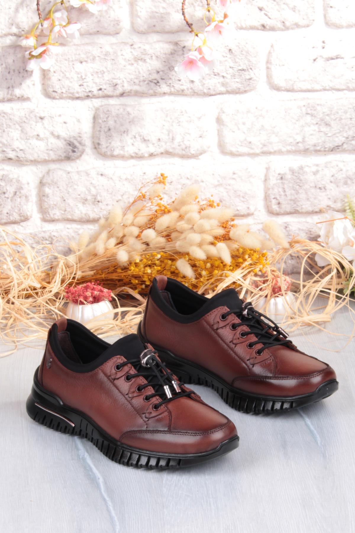 9513 Comfort Yumuşak Esnek Kauçuk Kaymaz Taban Hakiki Deri Kadın Ayakkabı - Görsel 6