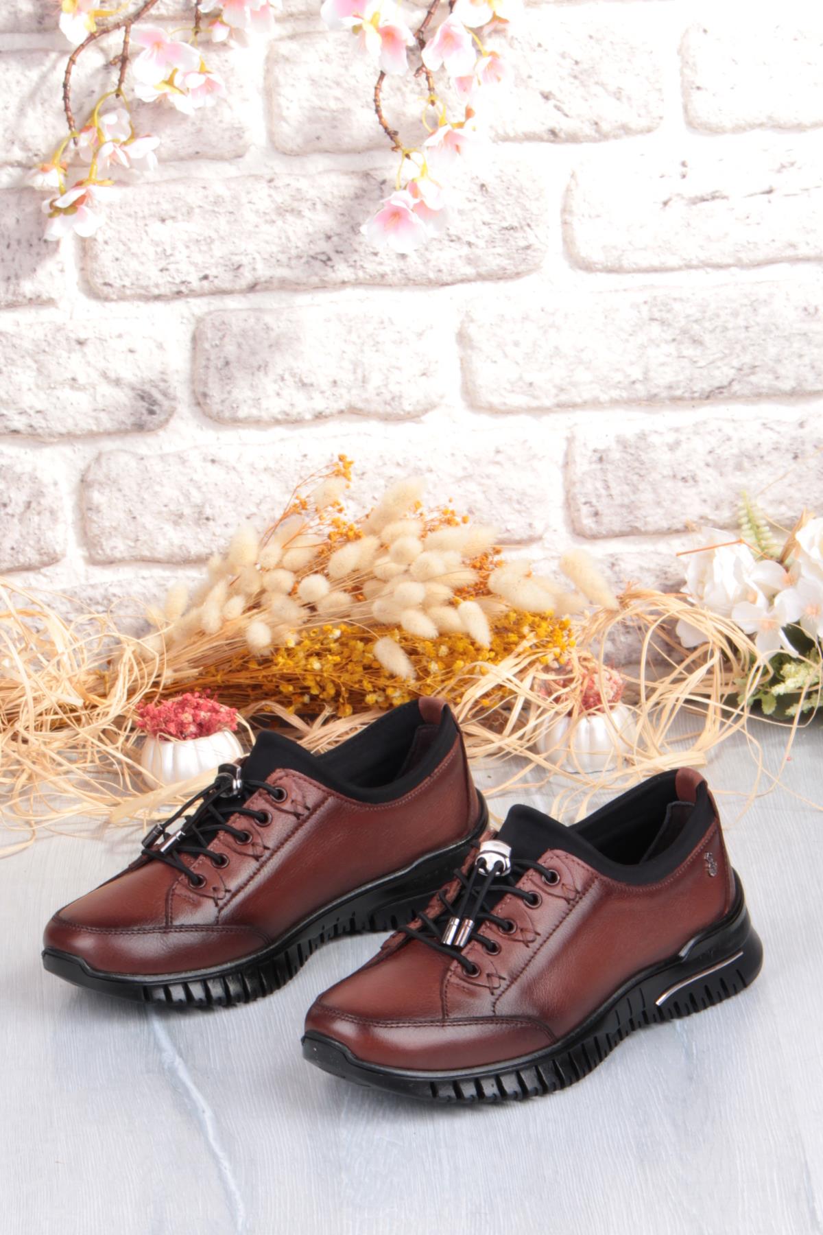 9513 Comfort Yumuşak Esnek Kauçuk Kaymaz Taban Hakiki Deri Kadın Ayakkabı - Görsel 7