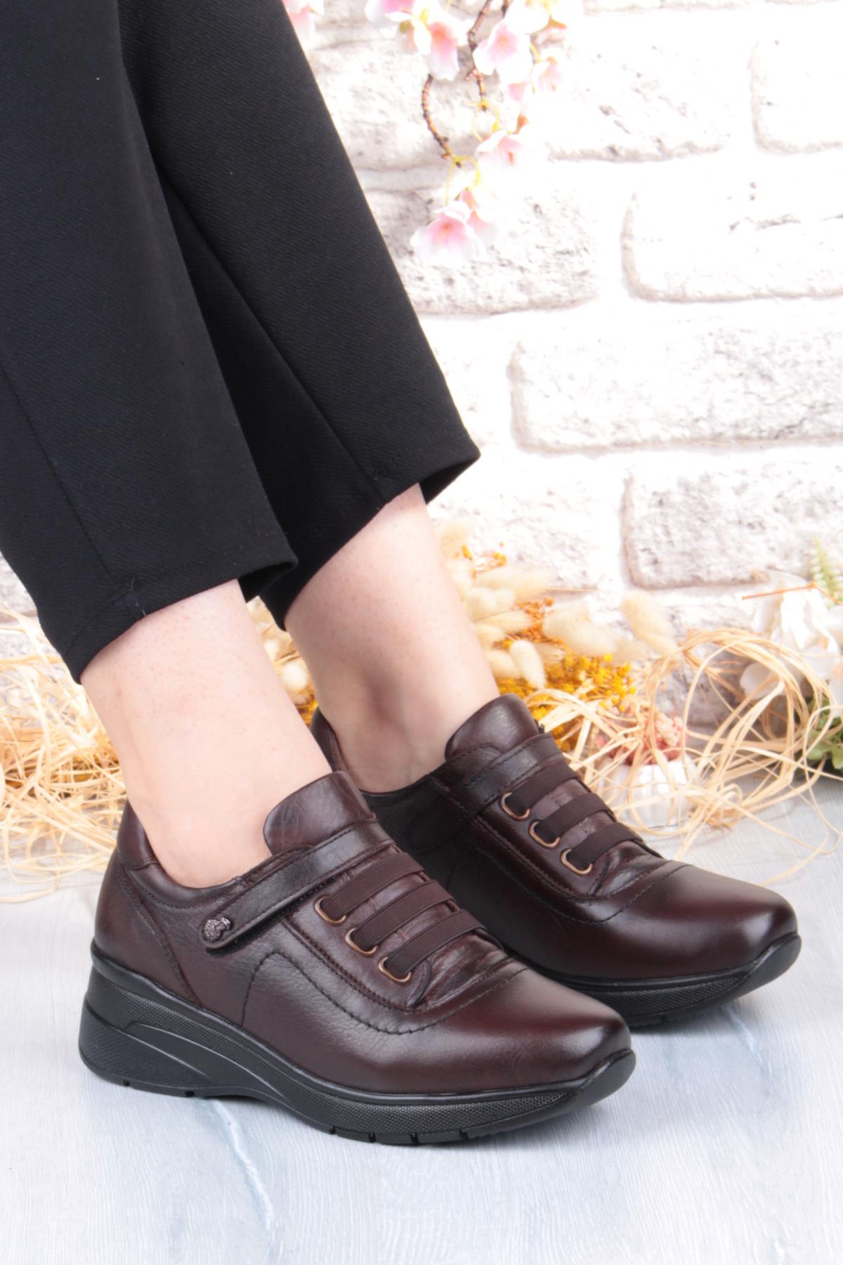 Z010 Comfort Yumuşak Esnek Kauçuk Kaymaz Taban Hakiki Deri Kadın Ayakkabı - Görsel 2