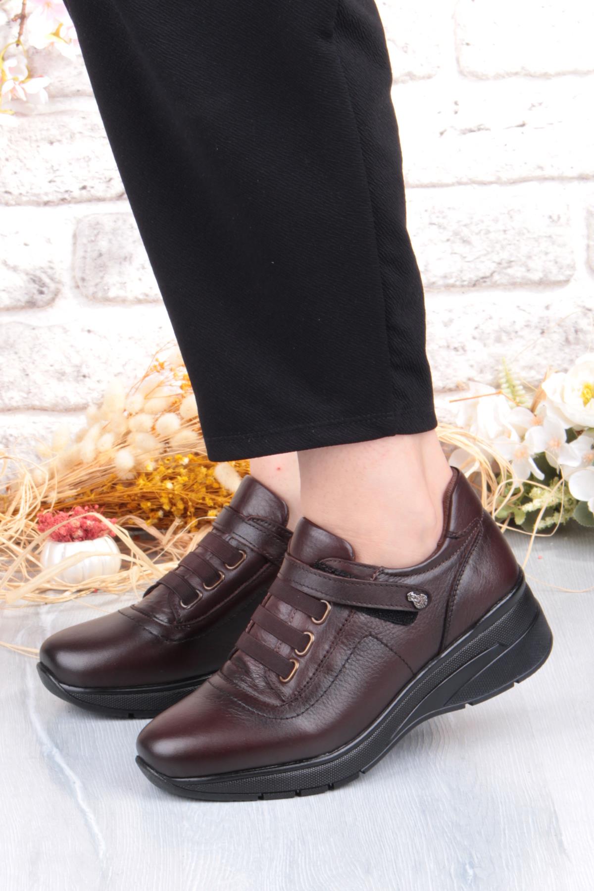 Z010 Comfort Yumuşak Esnek Kauçuk Kaymaz Taban Hakiki Deri Kadın Ayakkabı - Görsel 3