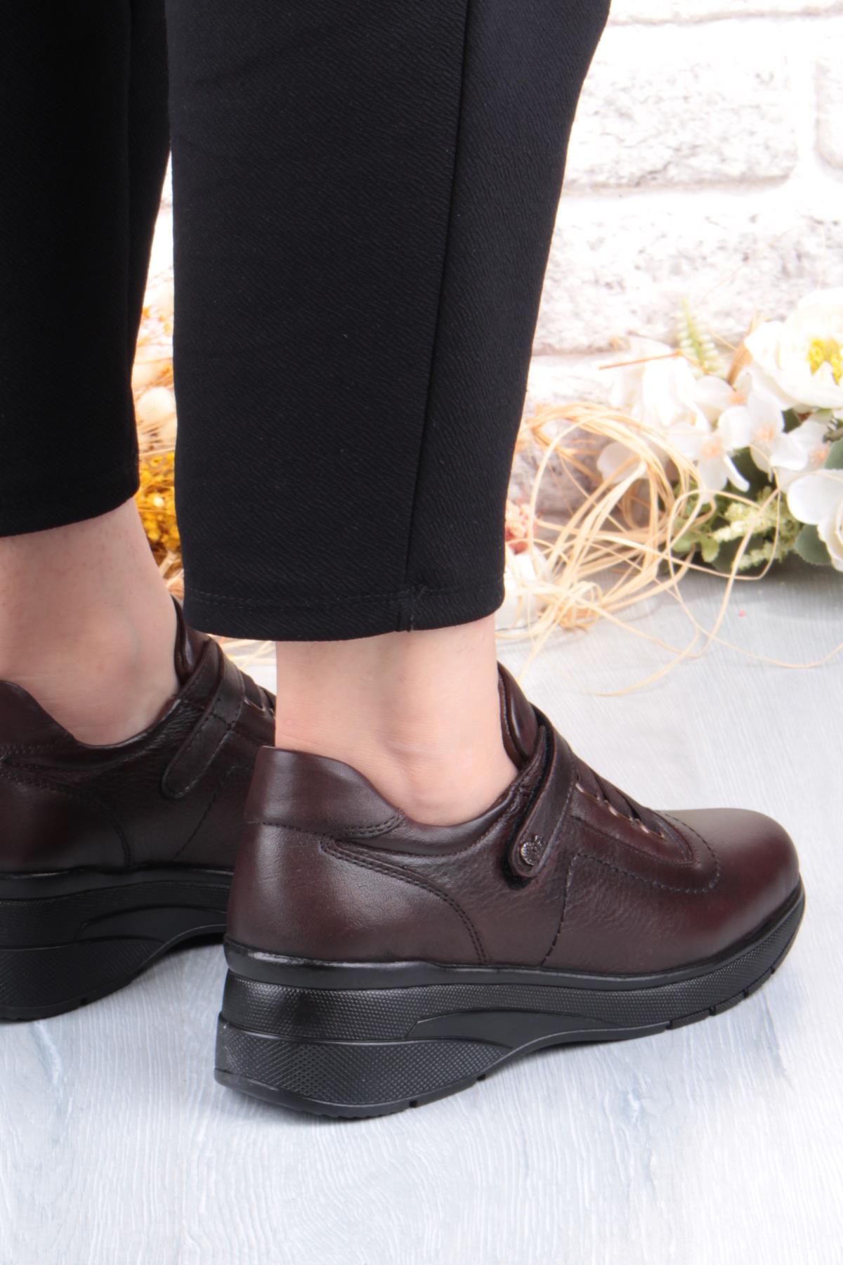 Z010 Comfort Yumuşak Esnek Kauçuk Kaymaz Taban Hakiki Deri Kadın Ayakkabı - Görsel 5