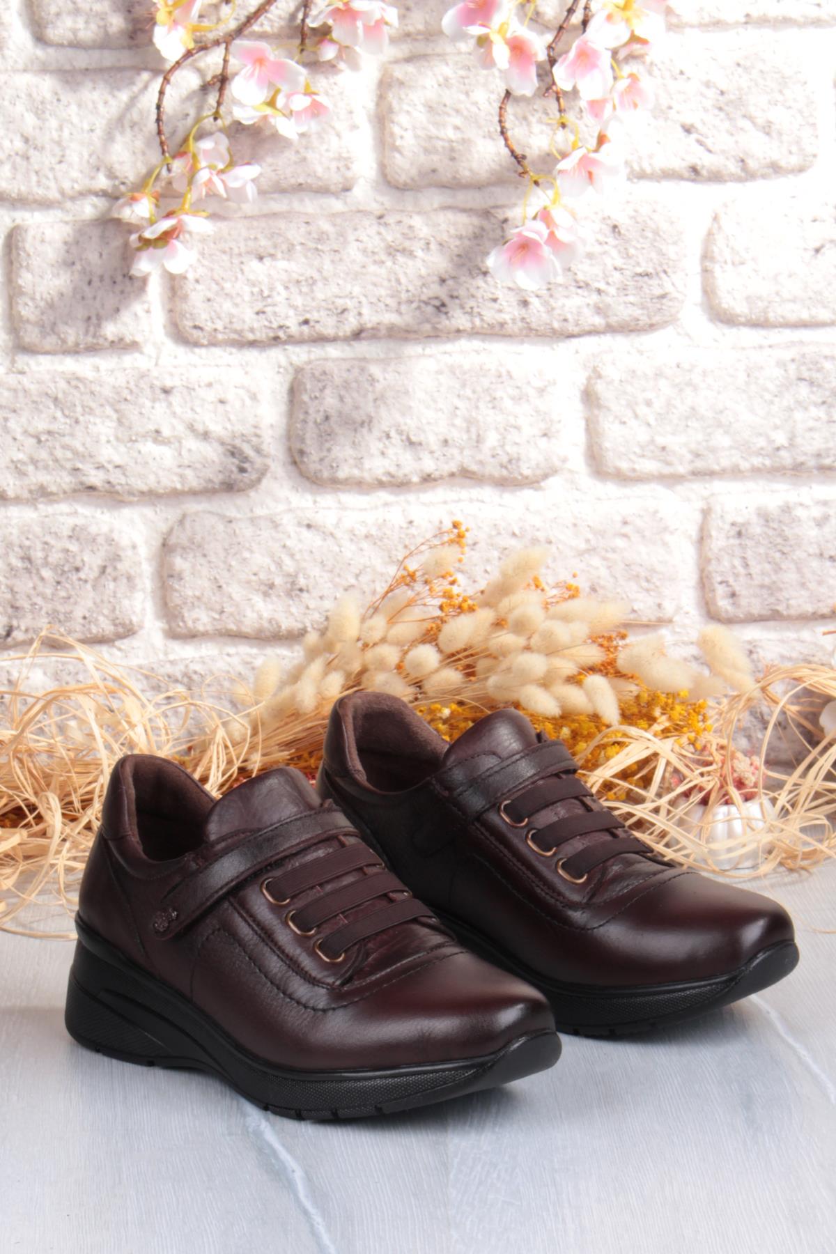 Z010 Comfort Yumuşak Esnek Kauçuk Kaymaz Taban Hakiki Deri Kadın Ayakkabı - Görsel 6