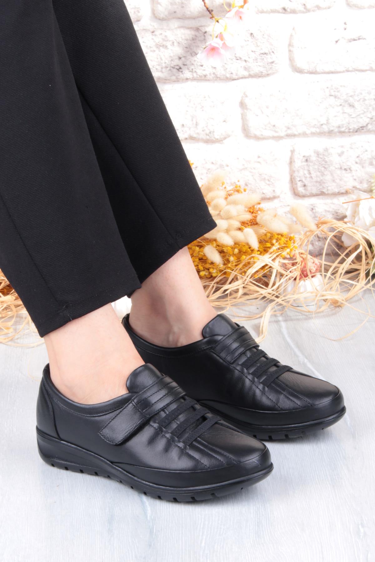 7679 Comfort Yumuşak Esnek Kauçuk Kaymaz Taban Hakiki Deri Kadın Ayakkabı - Görsel 2