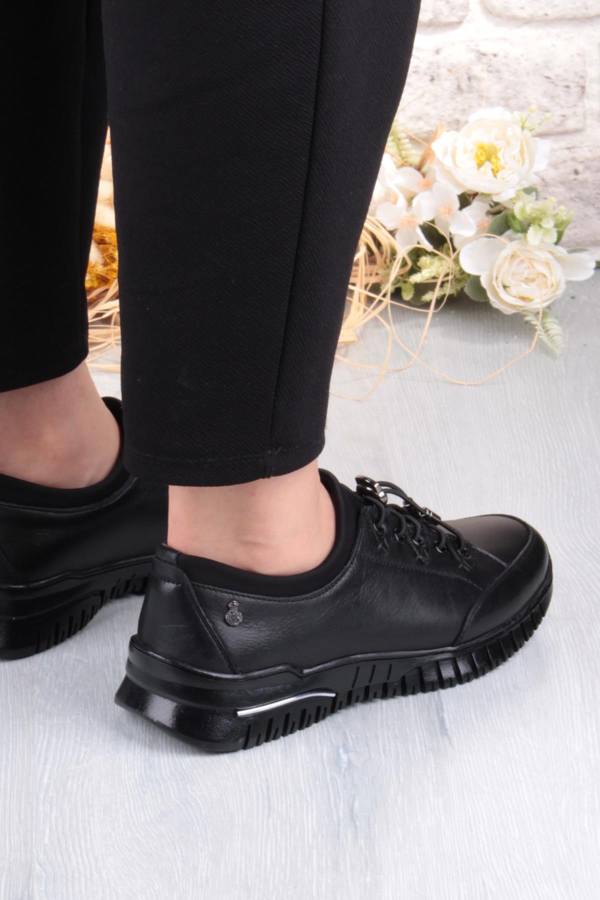 9513 Comfort Yumuşak Esnek Kauçuk Kaymaz Taban Hakiki Deri Kadın Ayakkabı - Görsel 5
