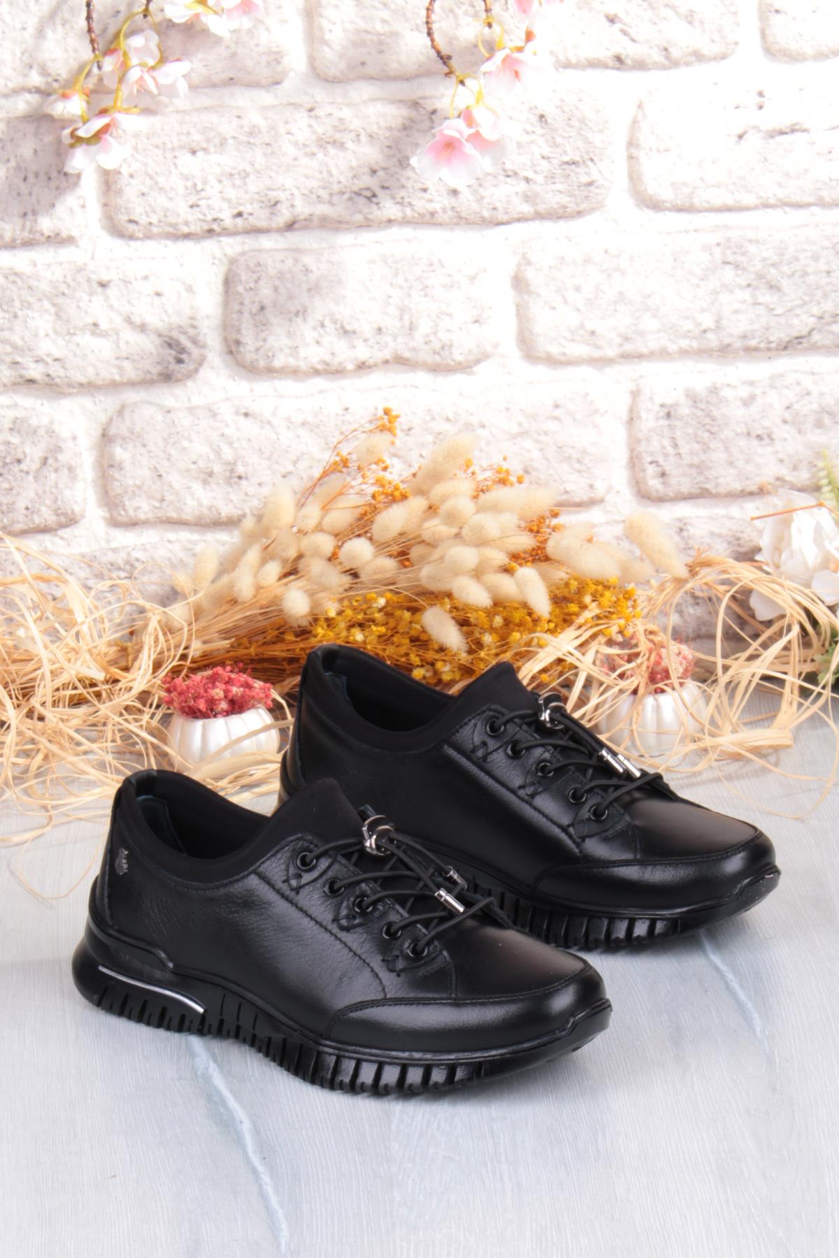 9513 Comfort Yumuşak Esnek Kauçuk Kaymaz Taban Hakiki Deri Kadın Ayakkabı - Görsel 6