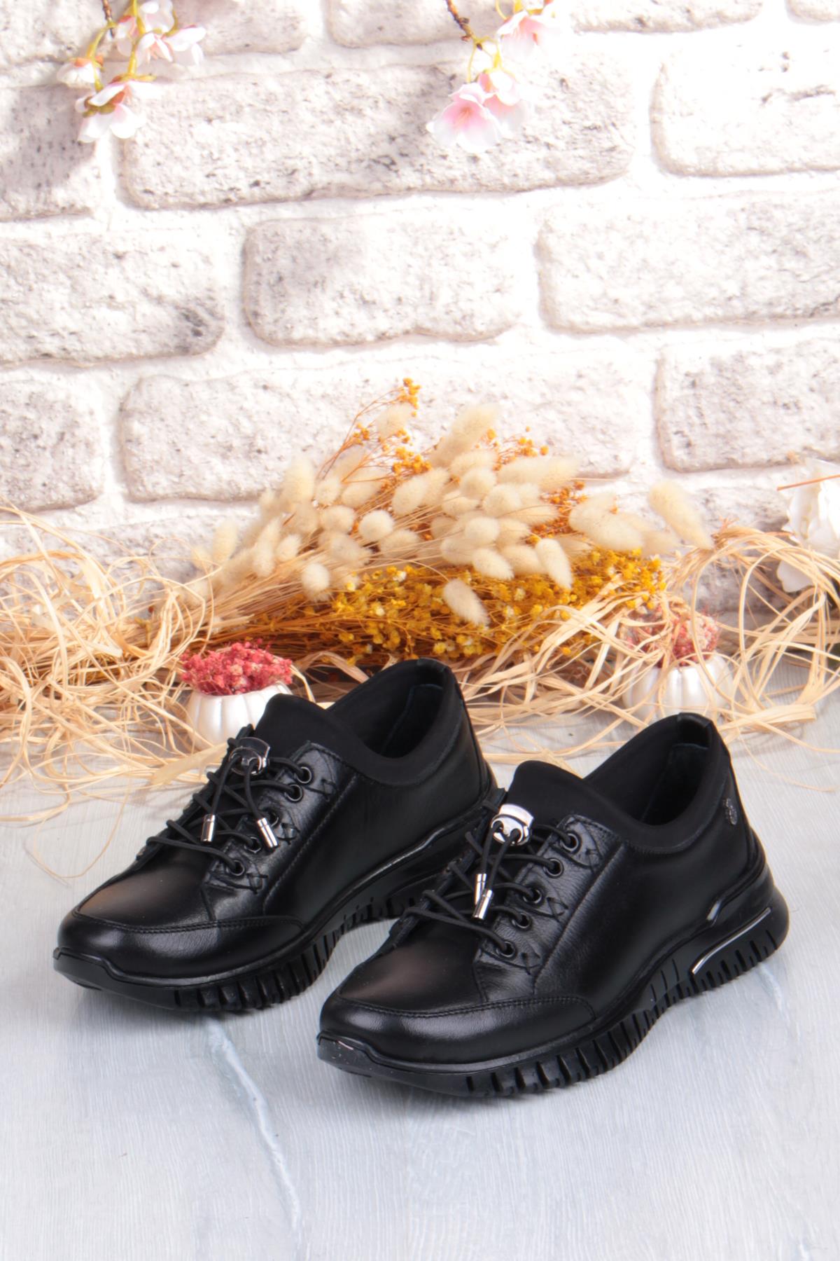 9513 Comfort Yumuşak Esnek Kauçuk Kaymaz Taban Hakiki Deri Kadın Ayakkabı - Görsel 7