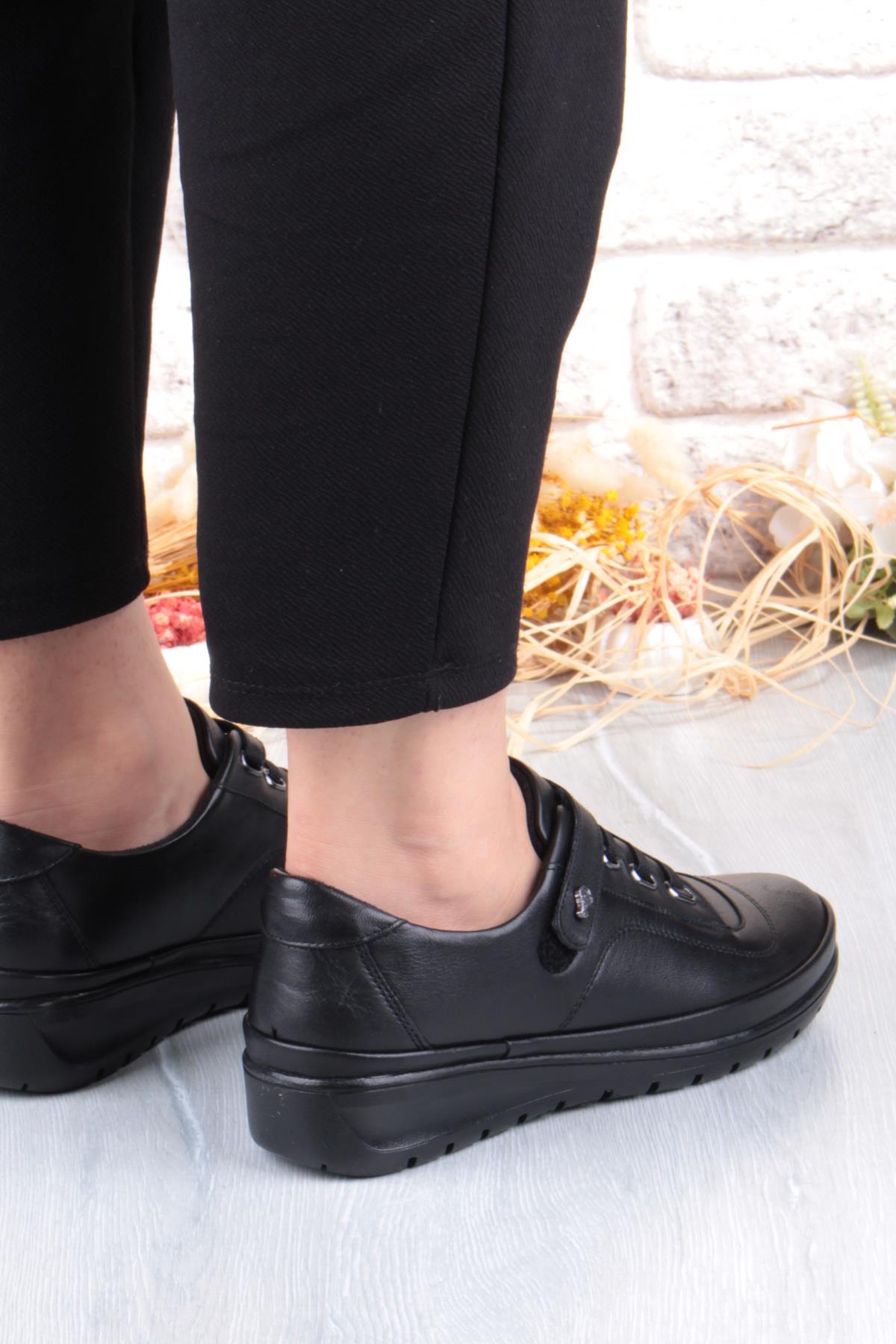 7666 Comfort Yumuşak Esnek Kauçuk Kaymaz Taban Hakiki Deri Kadın Ayakkabı - Görsel 5