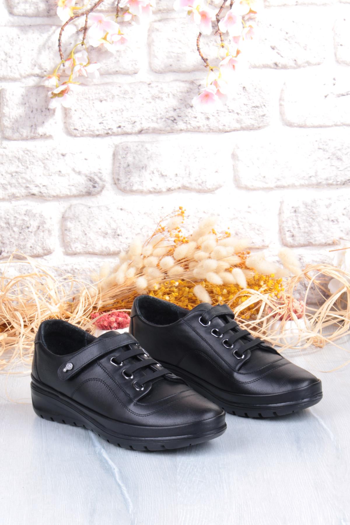 7666 Comfort Yumuşak Esnek Kauçuk Kaymaz Taban Hakiki Deri Kadın Ayakkabı - Görsel 6