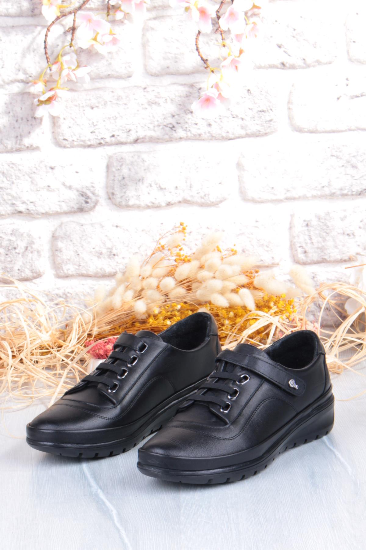 7666 Comfort Yumuşak Esnek Kauçuk Kaymaz Taban Hakiki Deri Kadın Ayakkabı - Görsel 7