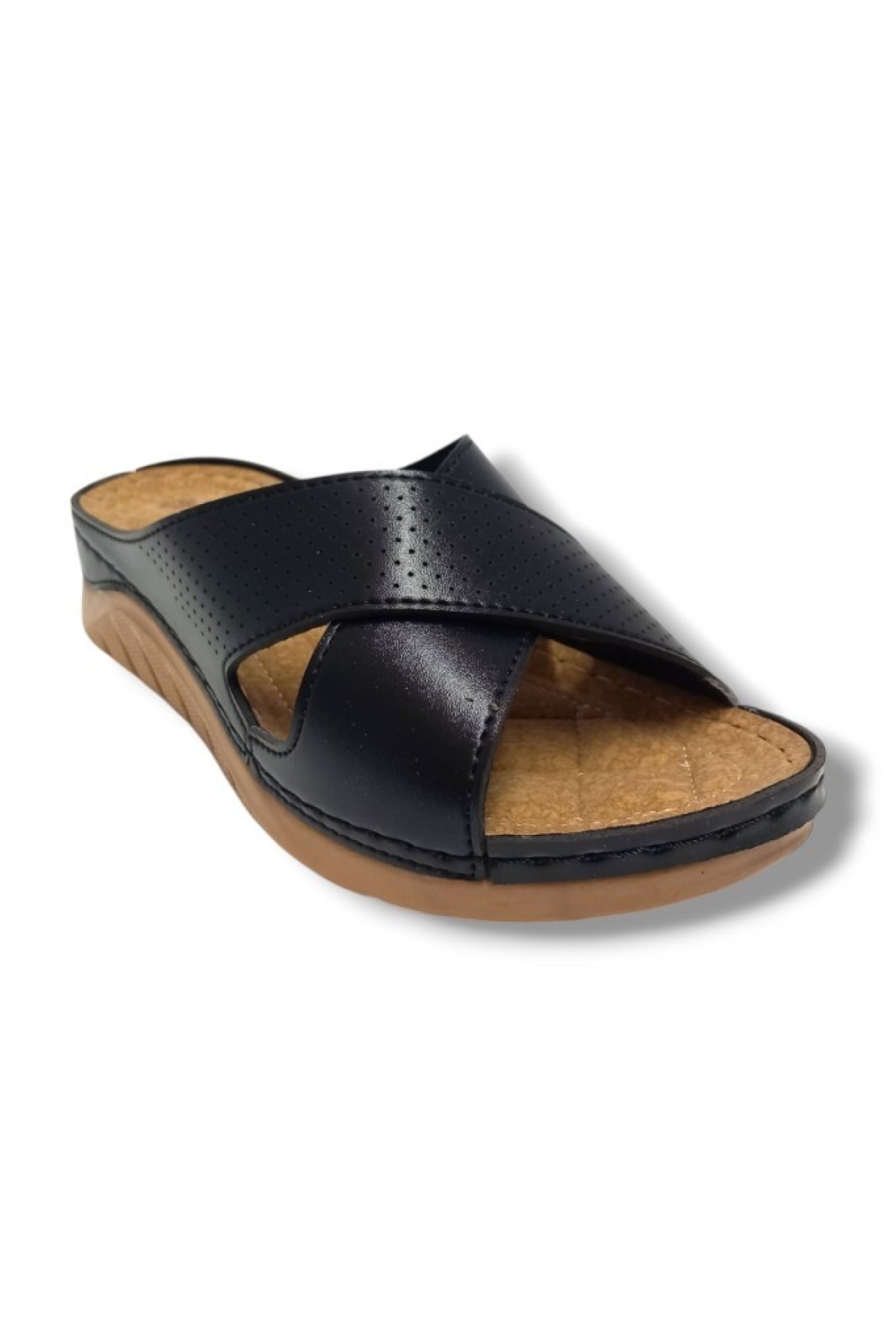 4002-25 Deri Comfort Çapraz Bant Kadın Terlik - Görsel 2